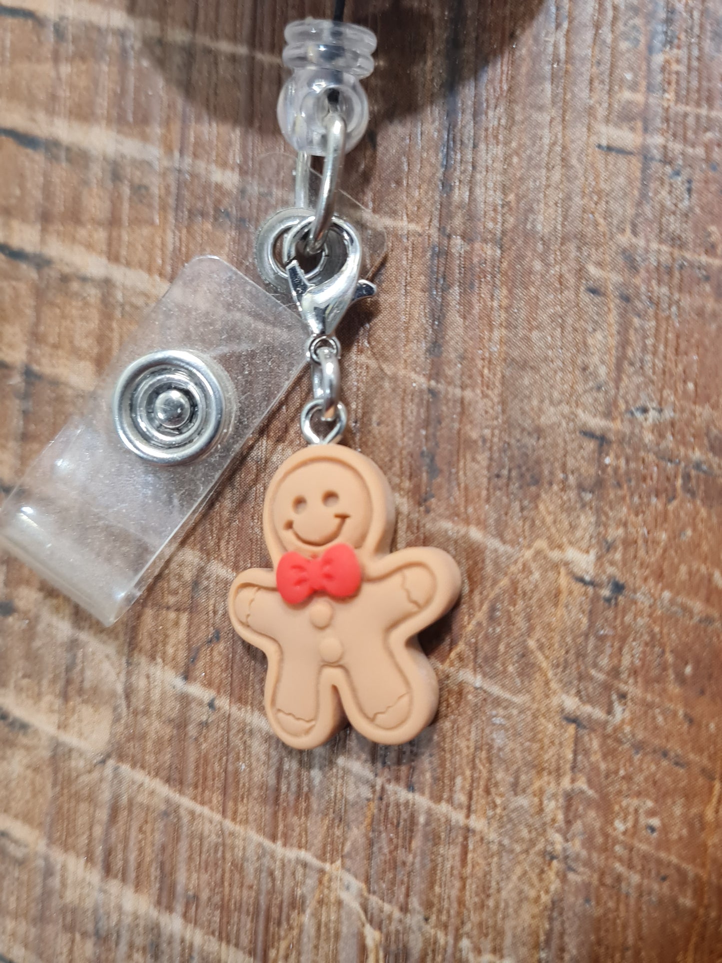 Gingerbread Man ~ ID Badge Reel Charm ~ Custom Made Charms ~ Badge Buddy ~ Badge Accessories