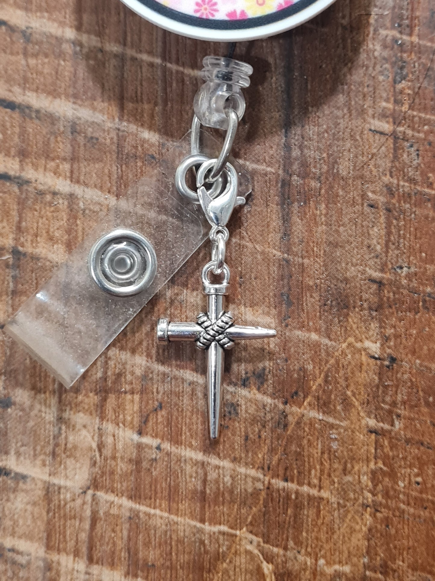 Nail Cross ~ ID Badge Reel Charm ~ Custom Made Charms ~ Badge Buddy ~ Badge Accessories ~ Christian Charm