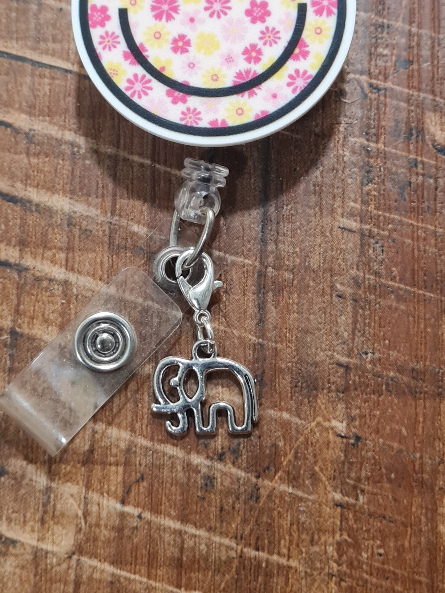 Elephant ~ ID Badge Reel Charm ~ Elephant ~ Custom Made Charms ~ Badge Buddy ~ Badge Accessories ~ Lucky Elephant ~ Trunk Up