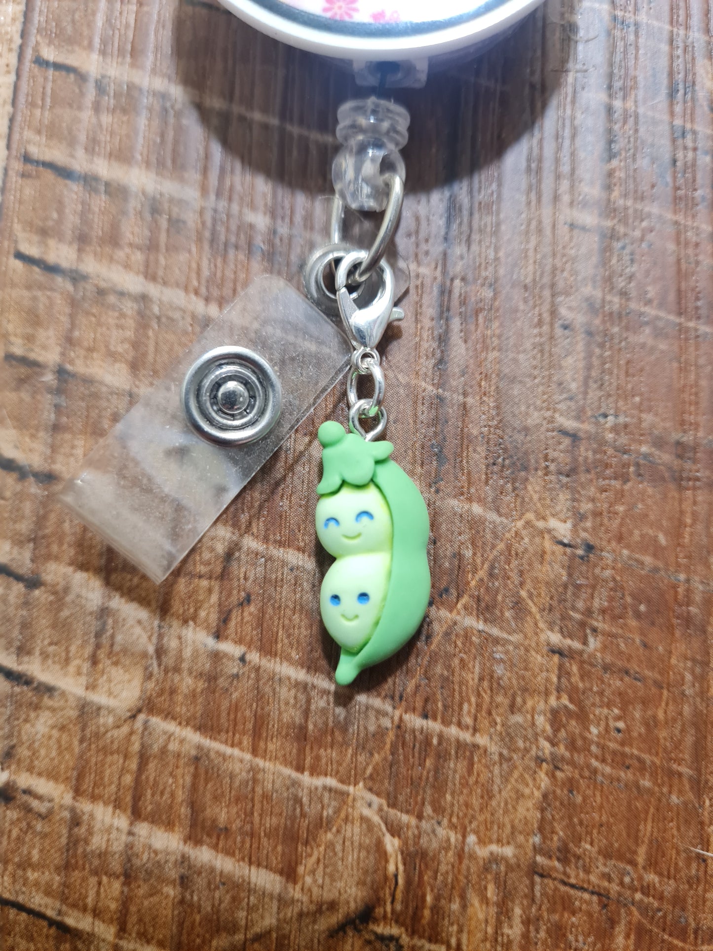 2 Peas In A Pod ~ ID Badge Reel Charm ~ Custom Made Charms ~ Badge Buddy ~ Badge Accessories ~ Peas ~ Twins ~ ID Badge Charm