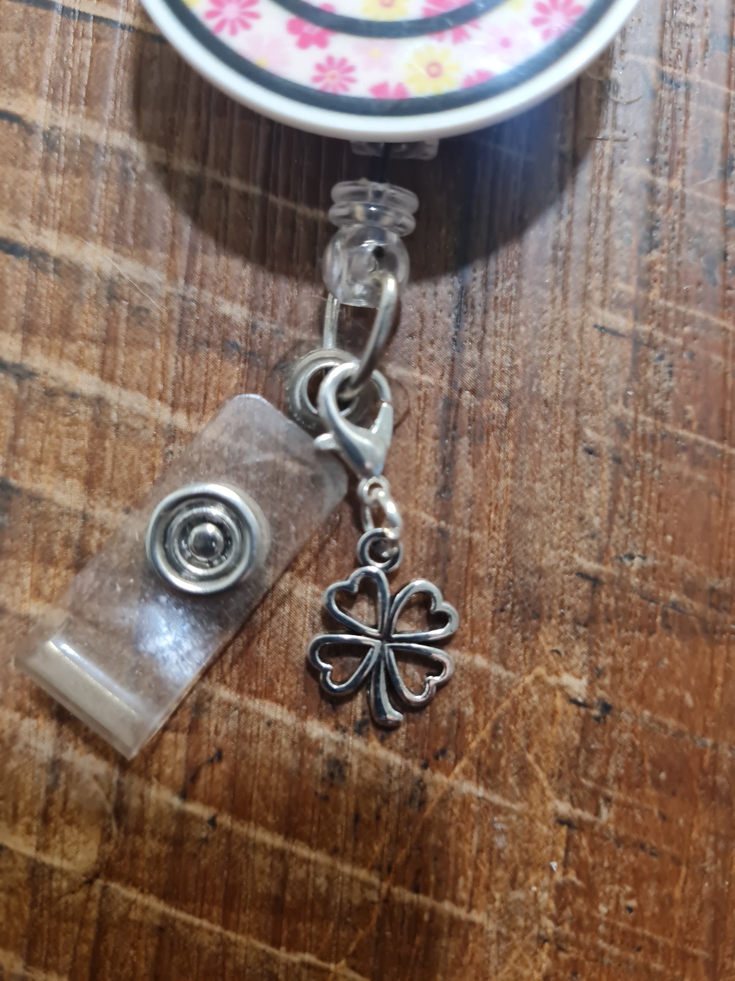 St. Patrick's Day ~ ID Badge Reel Charm ~ Custom Made Charms ~ 4 Leaf Clover ~ Lucky Four Leaf Clover ~ Badge Buddy ~ Badge Accessories