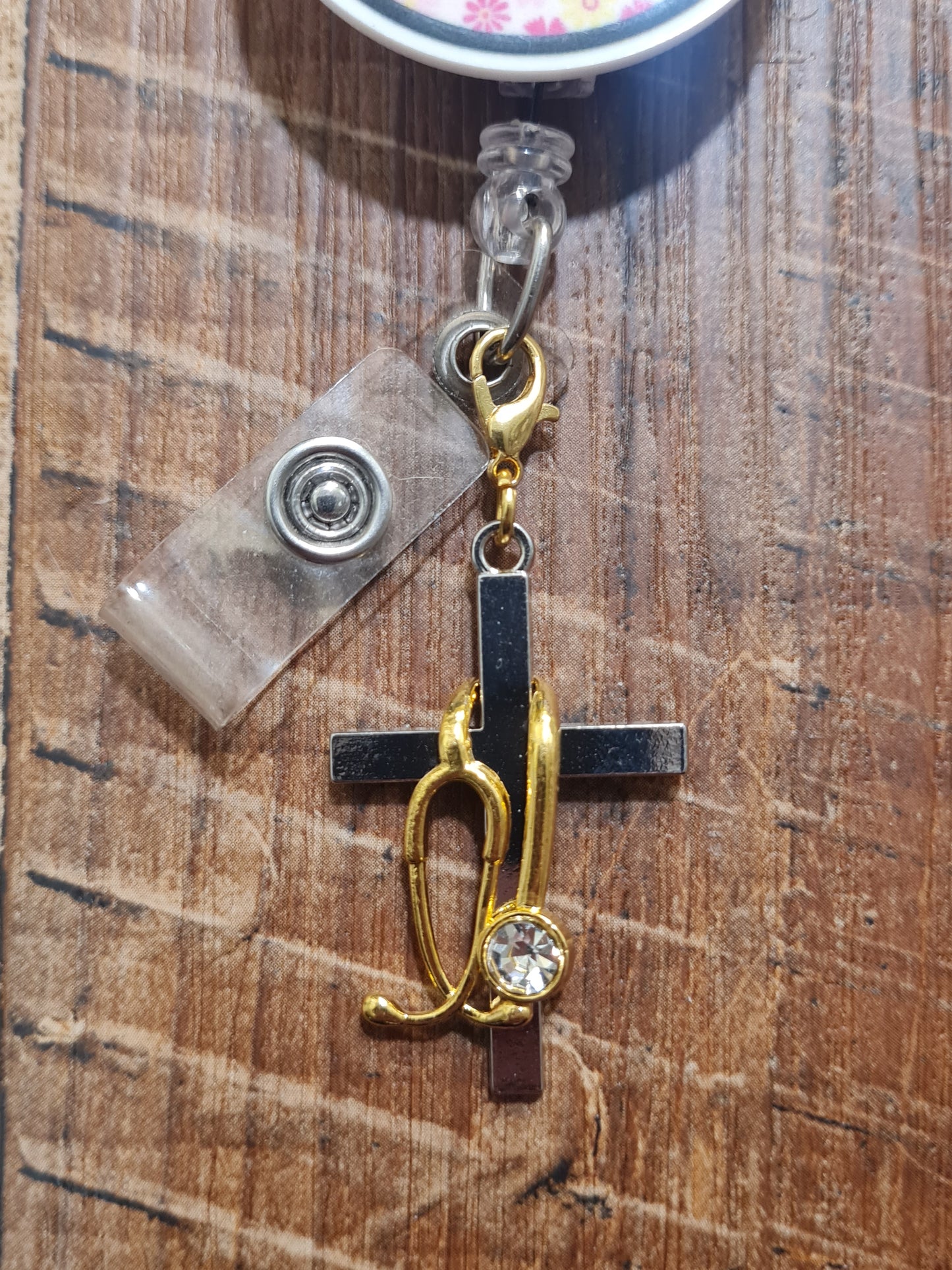 Cross with Stethoscope ~ ID Badge Reel Charm ~ Custom Made Charms ~ Badge Buddy ~ Badge Accessories ~ Medical Cross ~ Healthcare Cross ~ Medical Cross ID Badge Reel Charm - Healthcare Professional Lanyard Flair for Nurses, EMTs, and Doctors