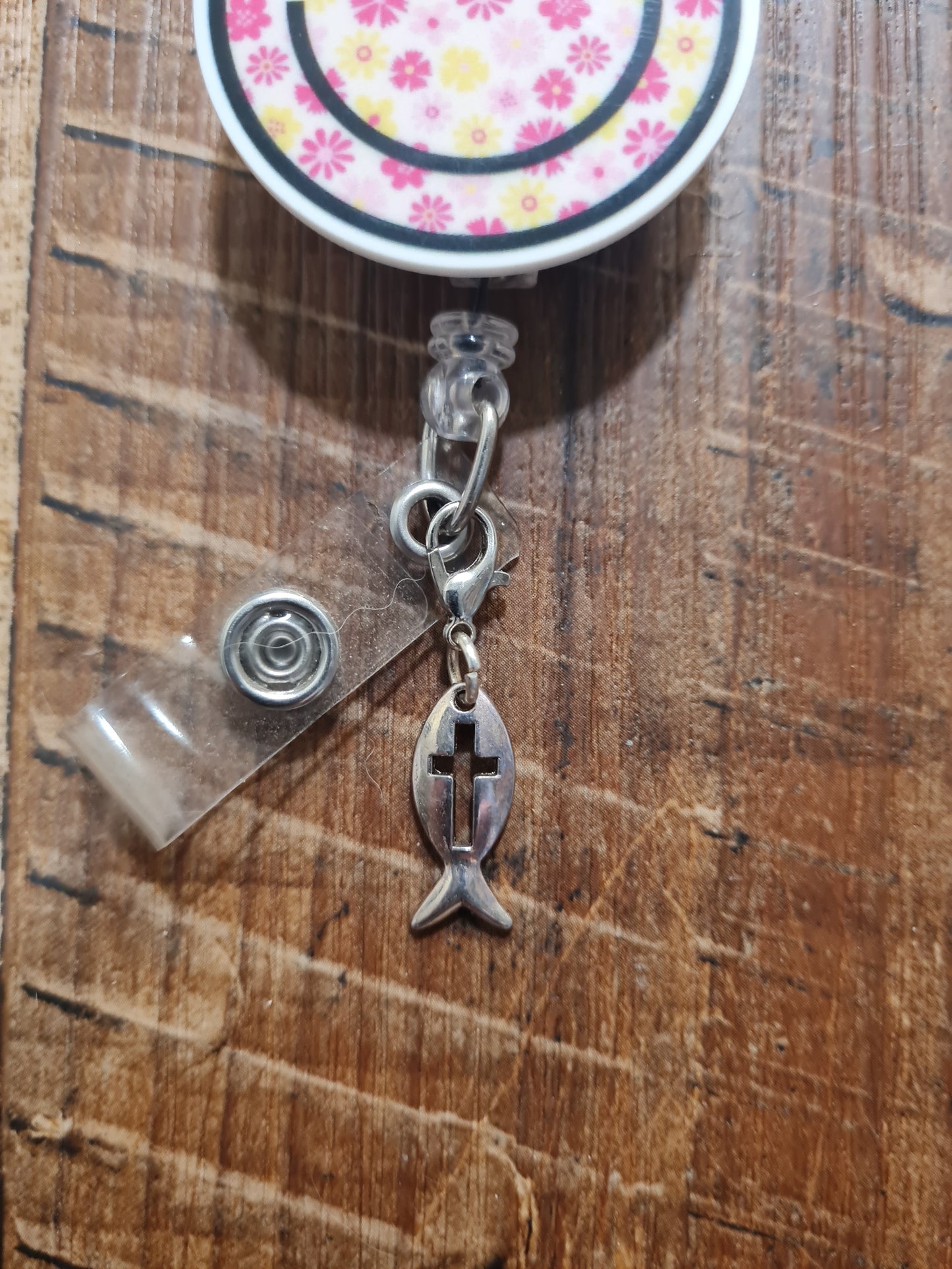 "Faithful Fish" Christian ID Badge Charm - Ichthys Symbol Accessory for Healthcare & Office - Subtle Witness Badge Flair - Jesus Fish Religious Jewelry