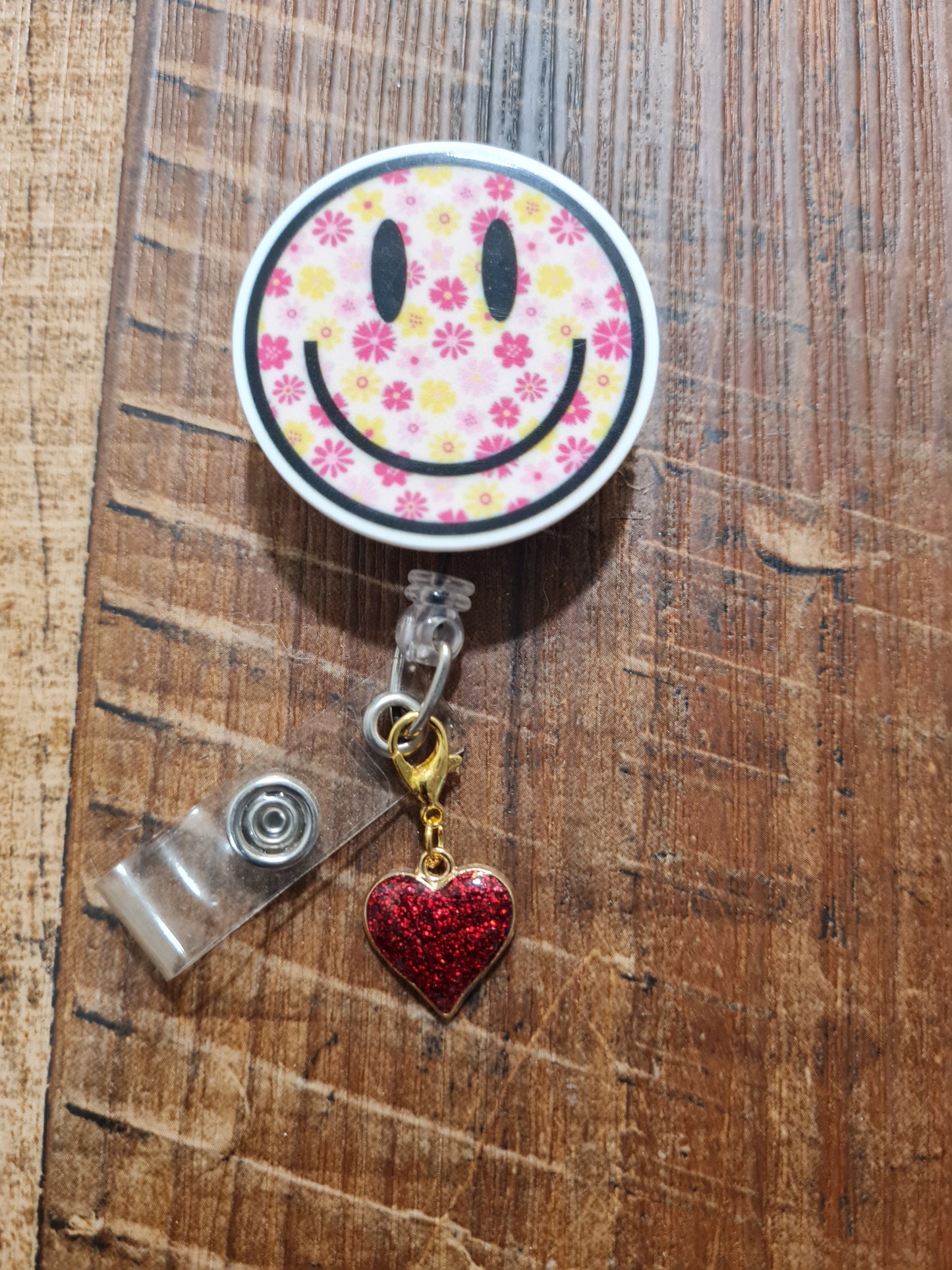 "Sparkle Every Shift" Red Glitter Heart Badge Charm - Vibrant Heart Flair for Nurses & Teachers - Happy Work Bestie Gift