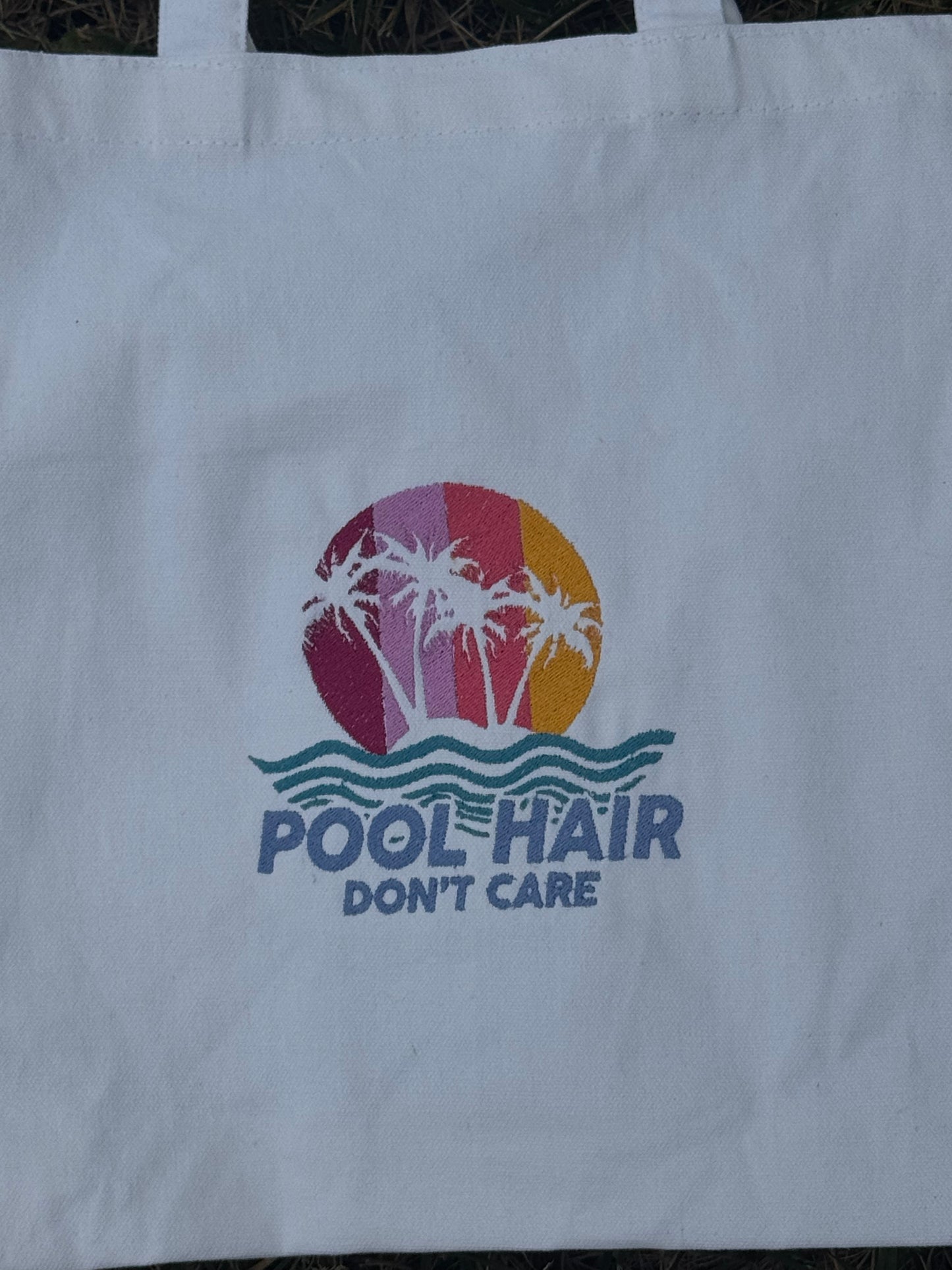 Pool Hair Don’t Care Embroidered Beach & Pool Shoulder Bag | Summer Tote Bag