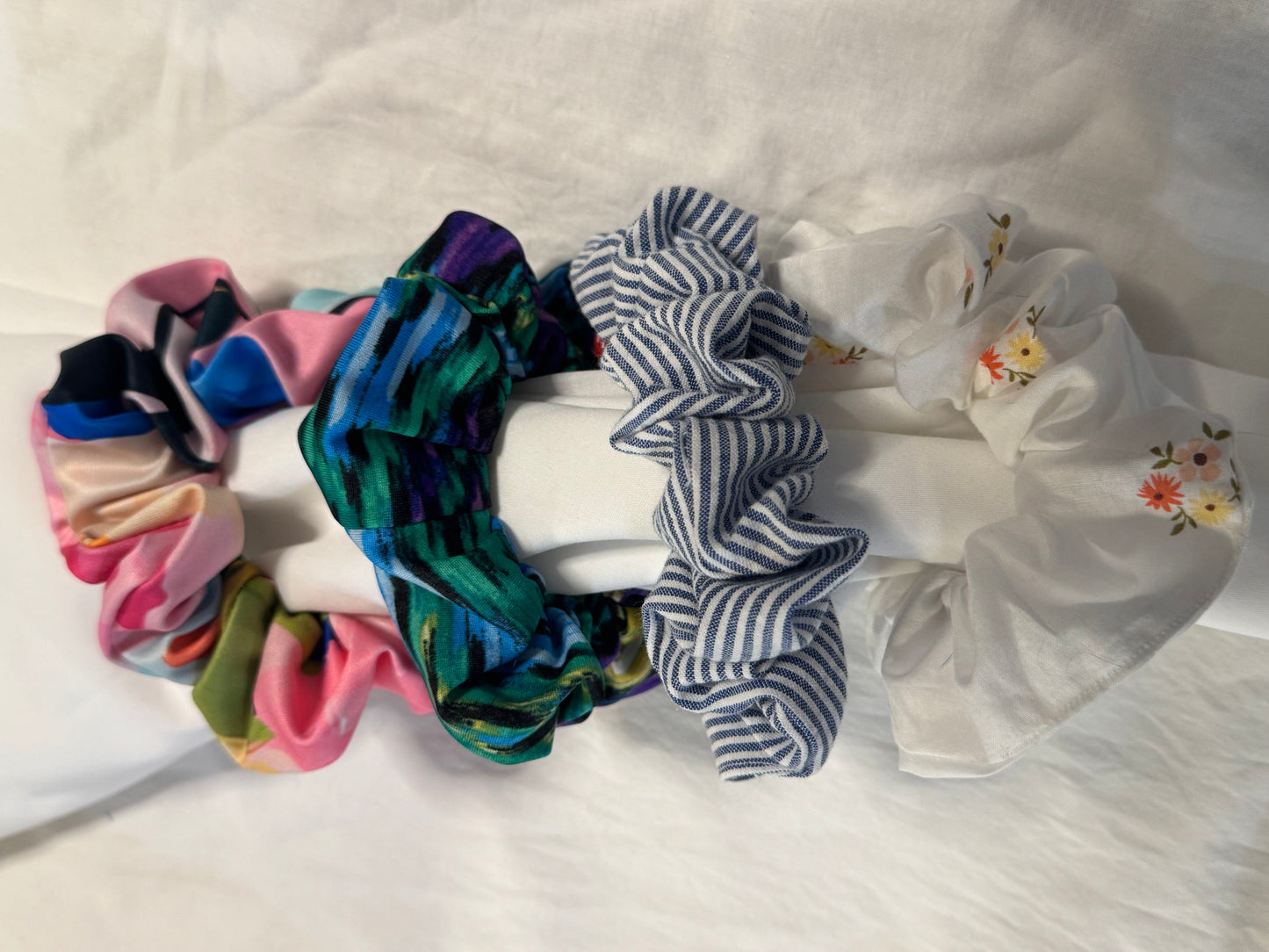 Satin, Rayon, Cotton Scrunchie, Oversize XLarge Scrunchies, Ponytail Elastic Hair Tie, Handmade Scrunchie