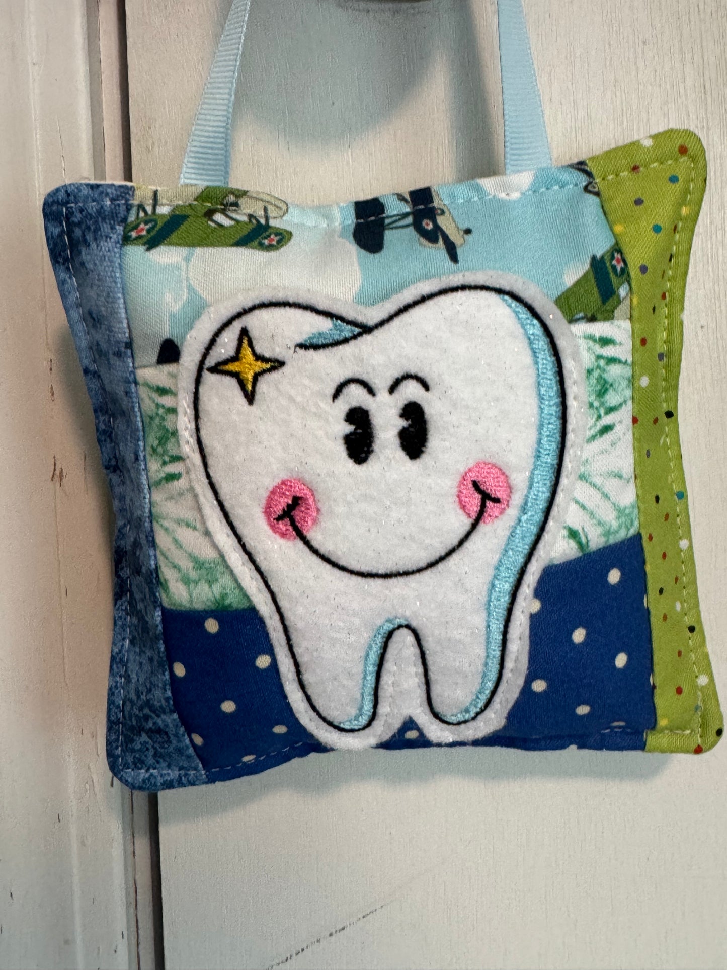 Personalized Tooth Fairy Door Hanger Pouch | Quilted Tooth Pillow Keepsake for Kids