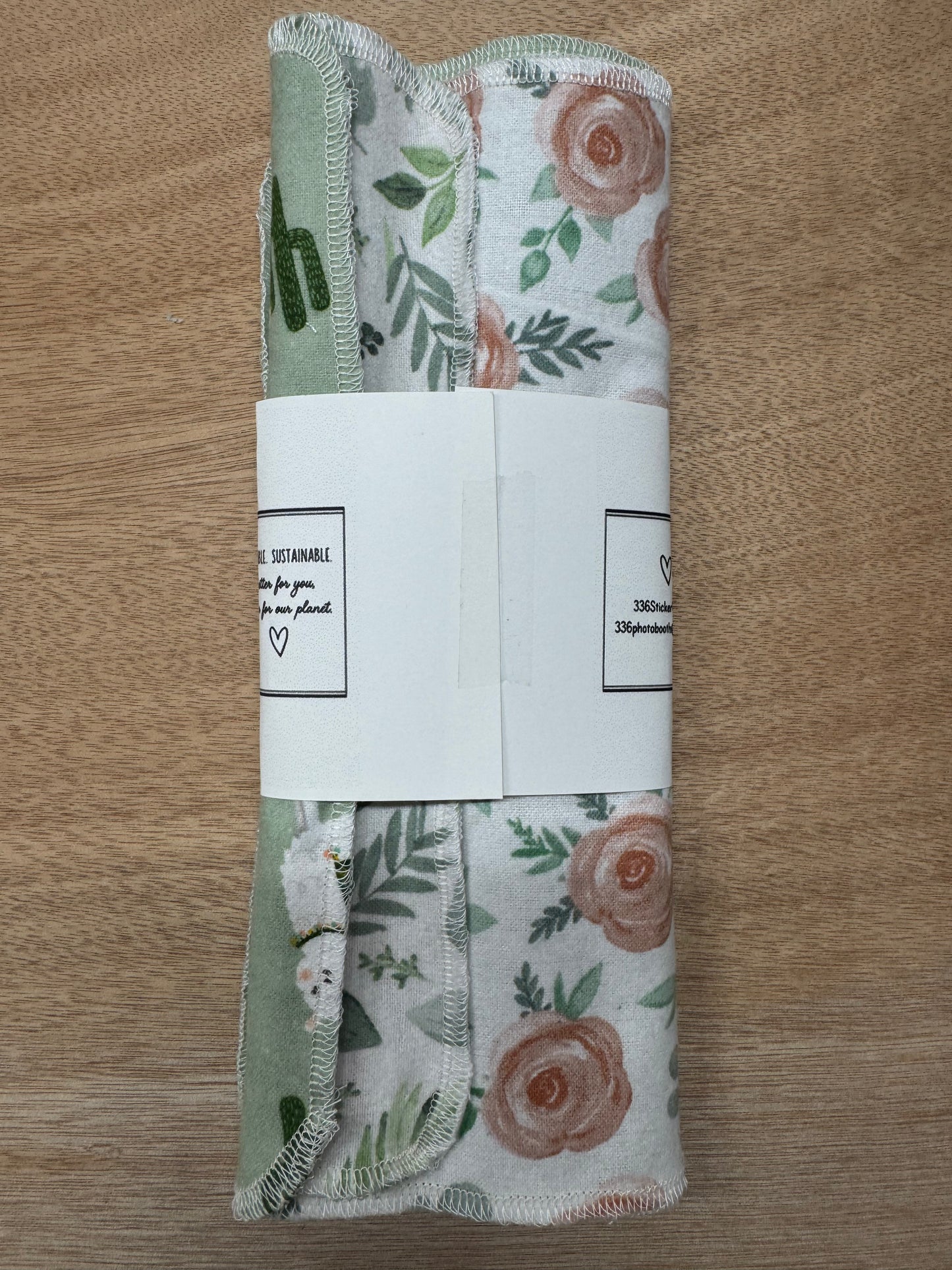 Sage | Llama | Reusable Non-Paper Towels Set of 5 | 100% Cotton Flannel | Eco-Friendly Cleaning Cloths | 10" x 10"