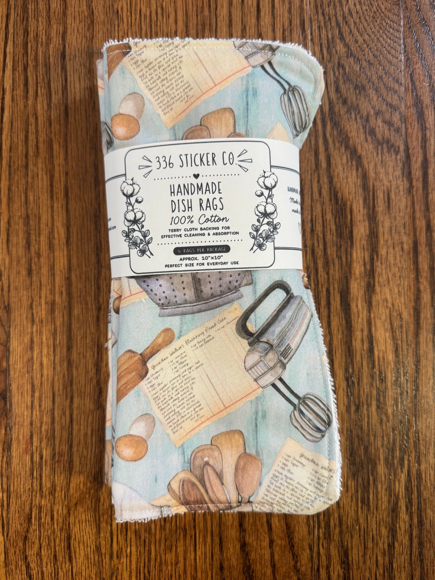 Bakers Delight ~ Decorative Dishrags | 100% Cotton & Terry Cloth | Reusable Kitchen Cleaning Cloths | Set of 4 | 10" x 10"