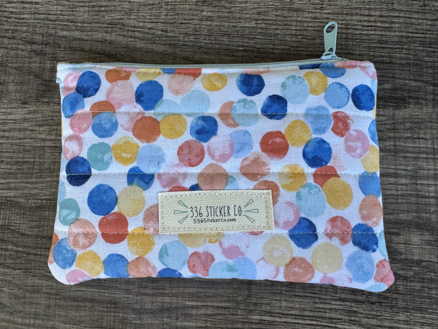 Polka Dot ~ Quilted Zipper Wallet | Padded 100% Cotton Coin Purse | 6.5" x 4" Handmade Zipper Pouch