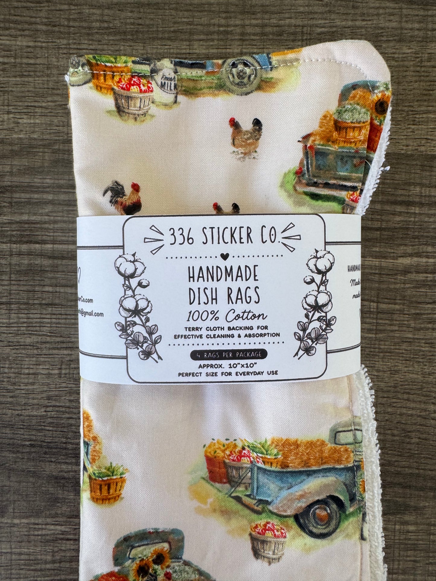 Fall Theme ~ Decorative Dishrags | 100% Cotton & Terry Cloth | Reusable Kitchen Cleaning Cloths | Set of 4 | 10" x 10"