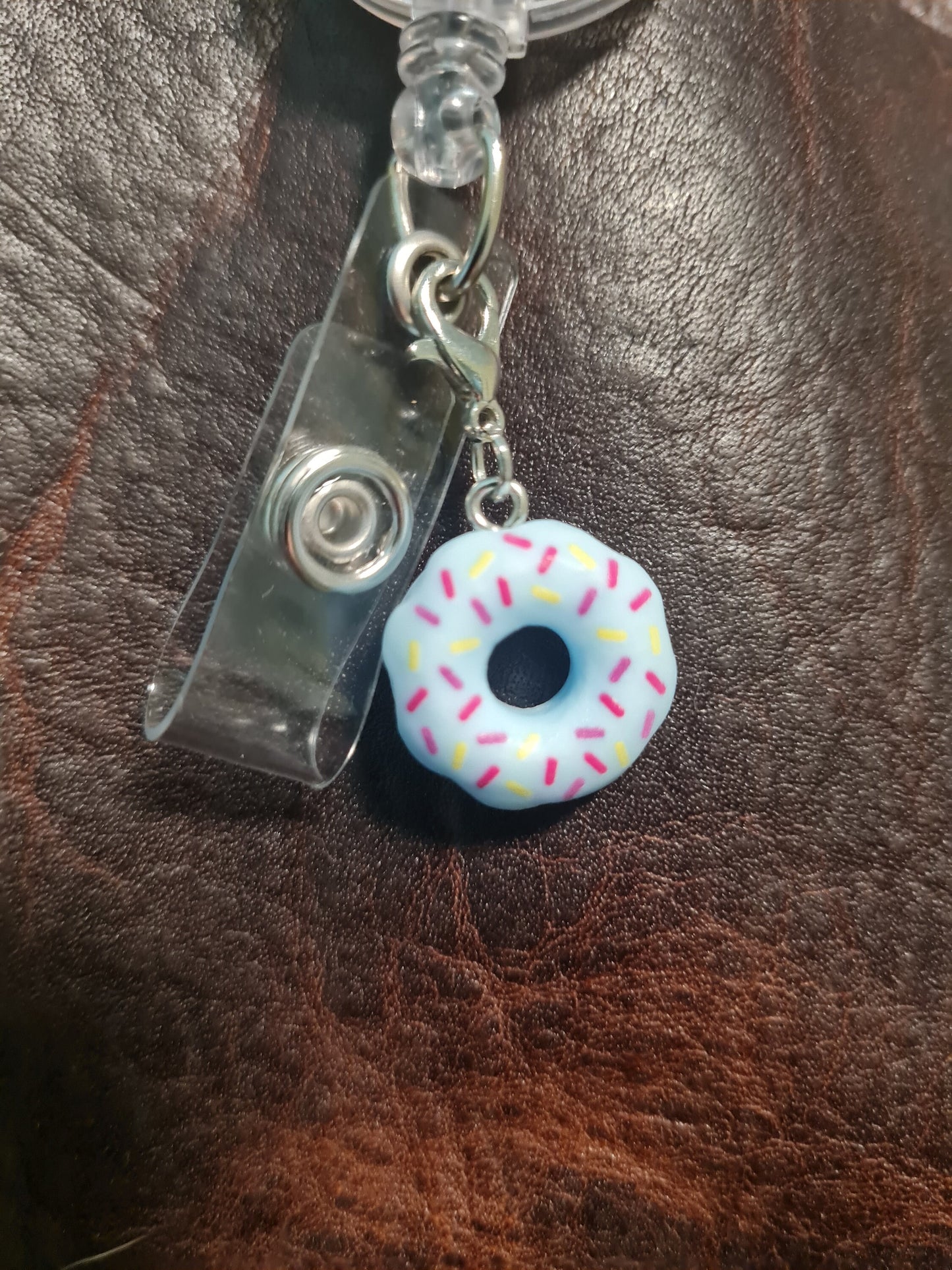Doughnut ~ ID Badge Reel Charm ~ 5 Colors ~ Badge Buddy ~ Badge Accessories