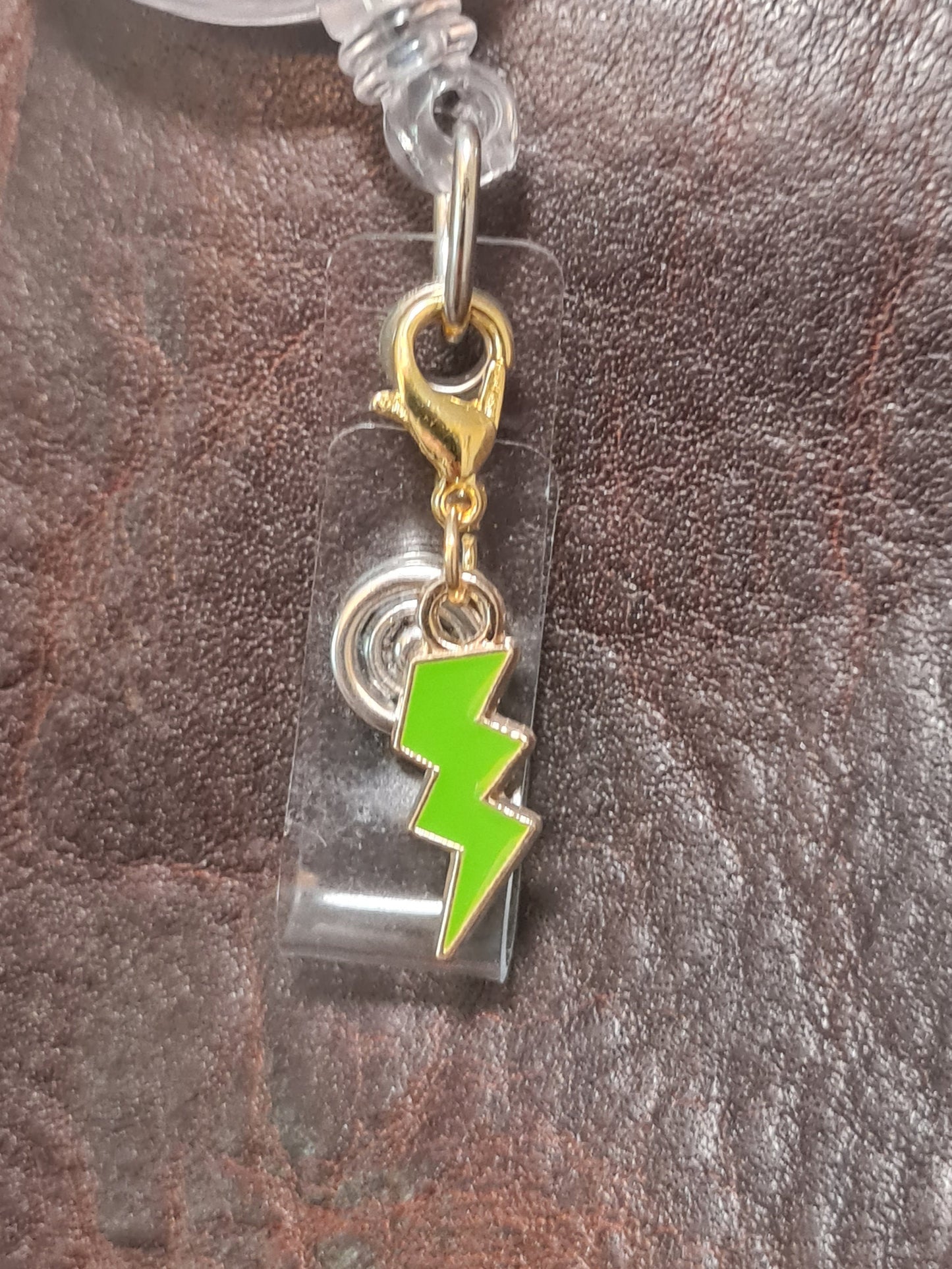 Lightning Bolt ~ ID Badge Reel Charm ~ Custom Made ~ 10 Colors ~ Badge Buddy ~ Badge Accessories