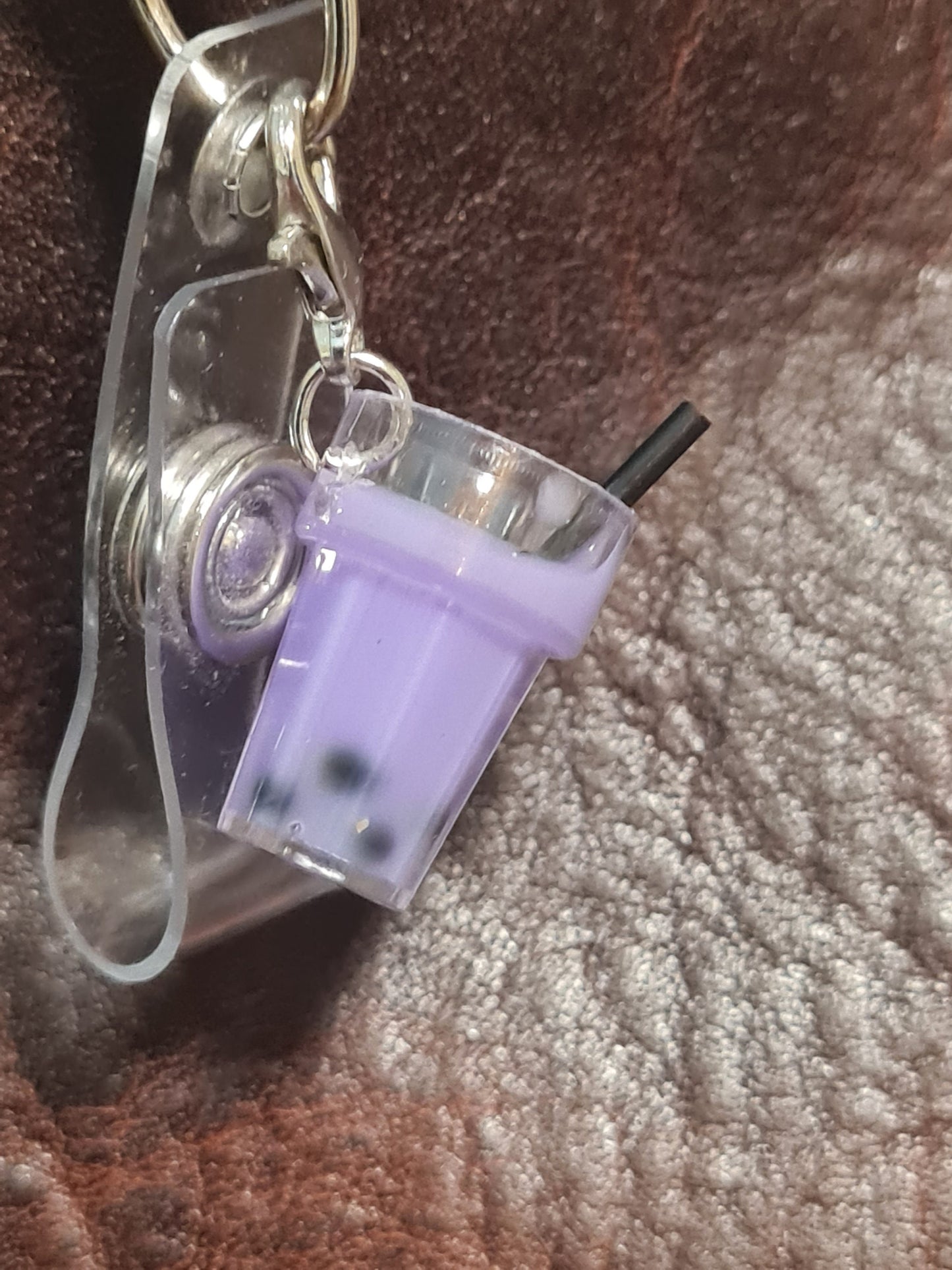 Boba Tea ~ ID Badge Reel Charm ~ Bubble Tea ~ Bubble Milk Tea ~ Custom Made Charms ~ Badge Buddy ~ Badge Accessories