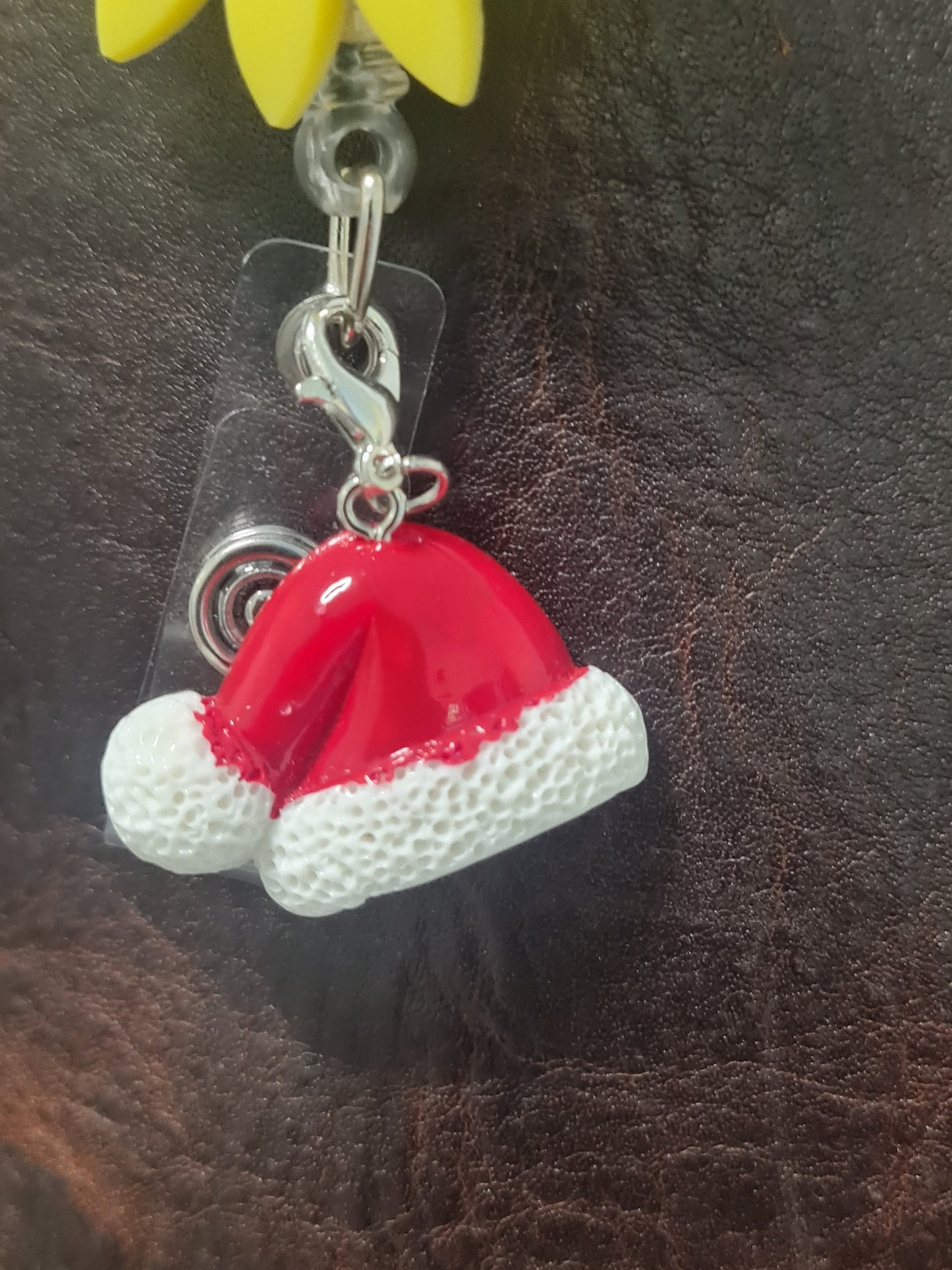 Santa's Hat ~ ID Badge Reel Charm ~ Custom Made Charms ~ Badge Buddy ~ Badge Accessories