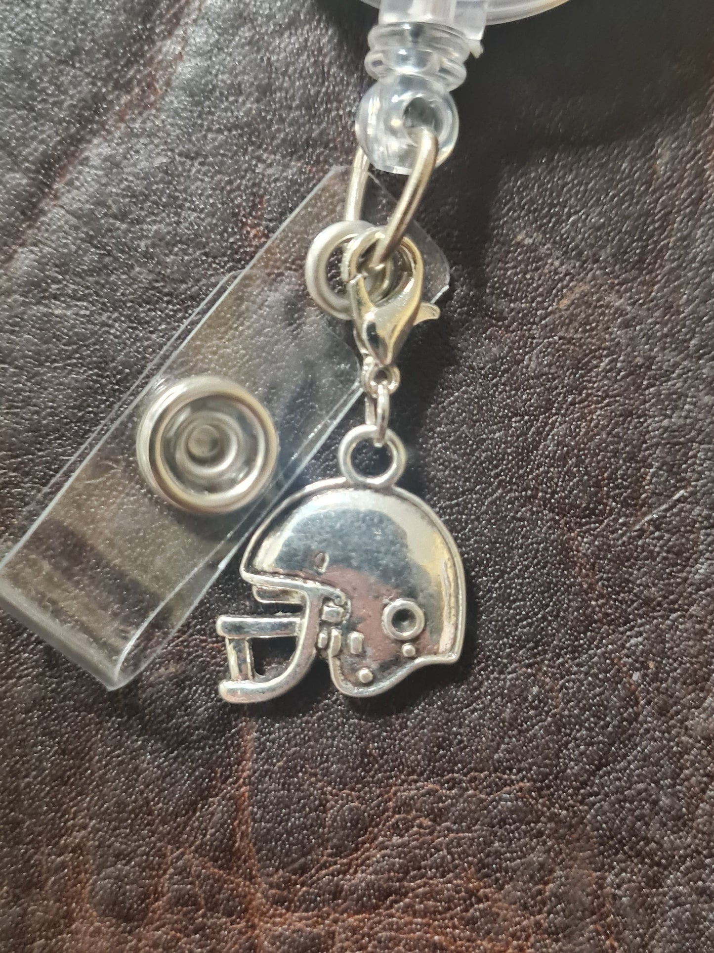 Football Helmet ~ ID Badge Reel Charm ~ Custom Made Charms ~ Badge Buddy ~ Badge Accessories