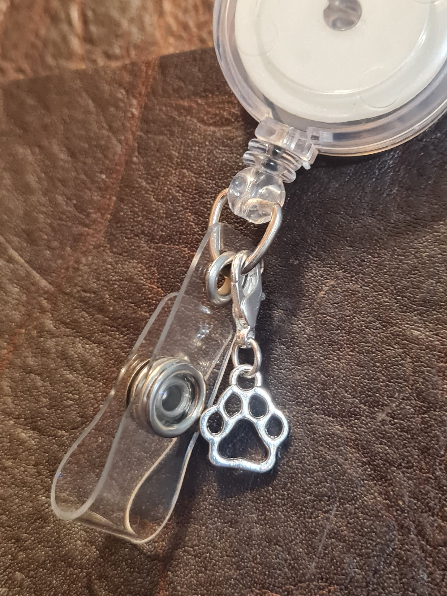 Dog Paw ~ ID Badge Reel Charm ~ Custom Made Charms ~ Badge Buddy ~ Badge Accessories