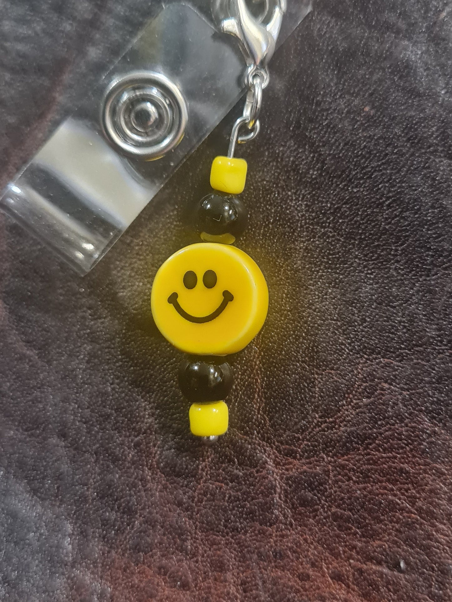 Smiley Face ~ ID Badge Reel Charm ~ Custom Made Charms ~ Badge Buddy ~ Badge Accessories