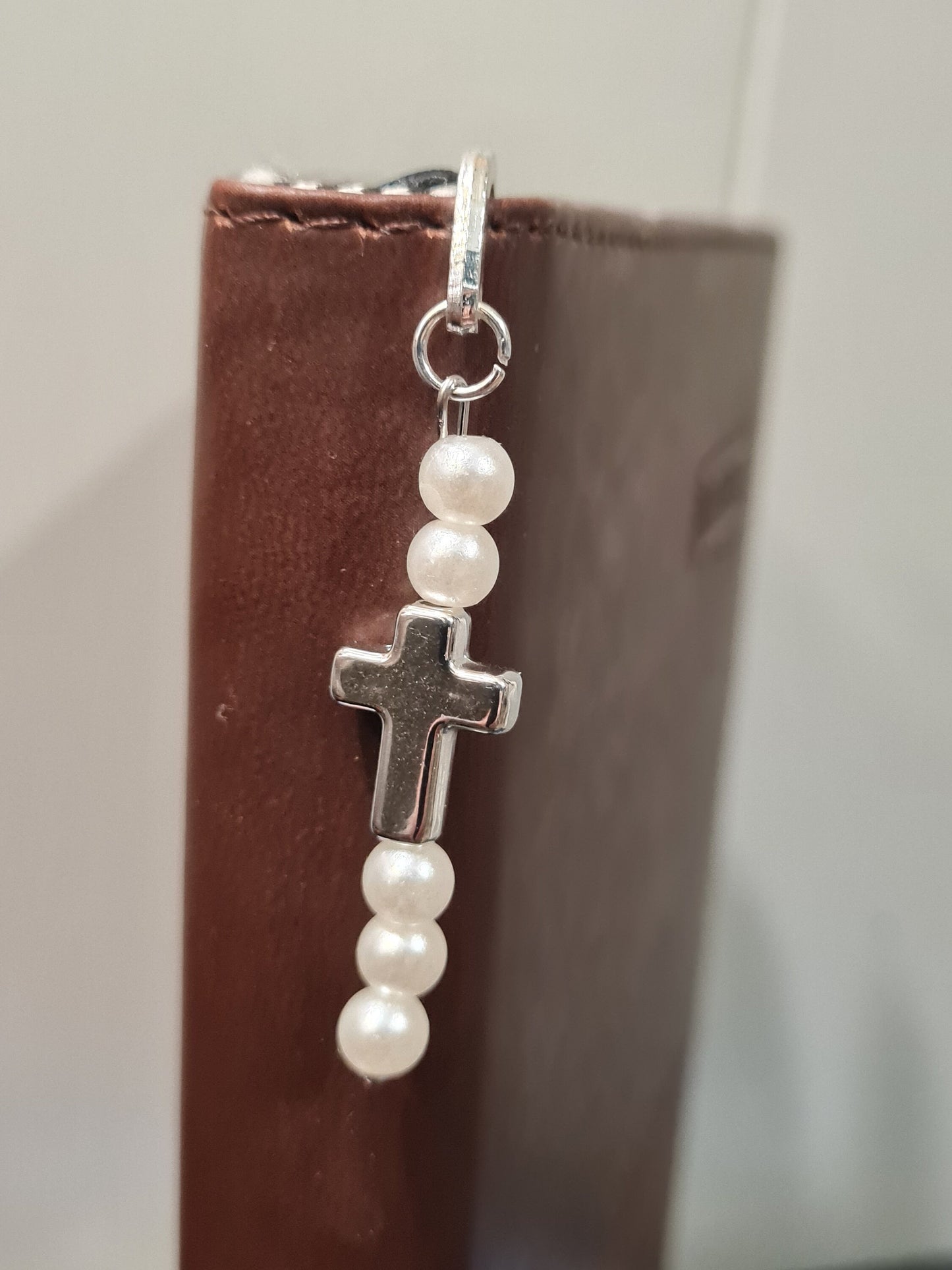 Pearls & Cross Charm Bible Bookmark ~ Bookmark ~ Christian Bookmark