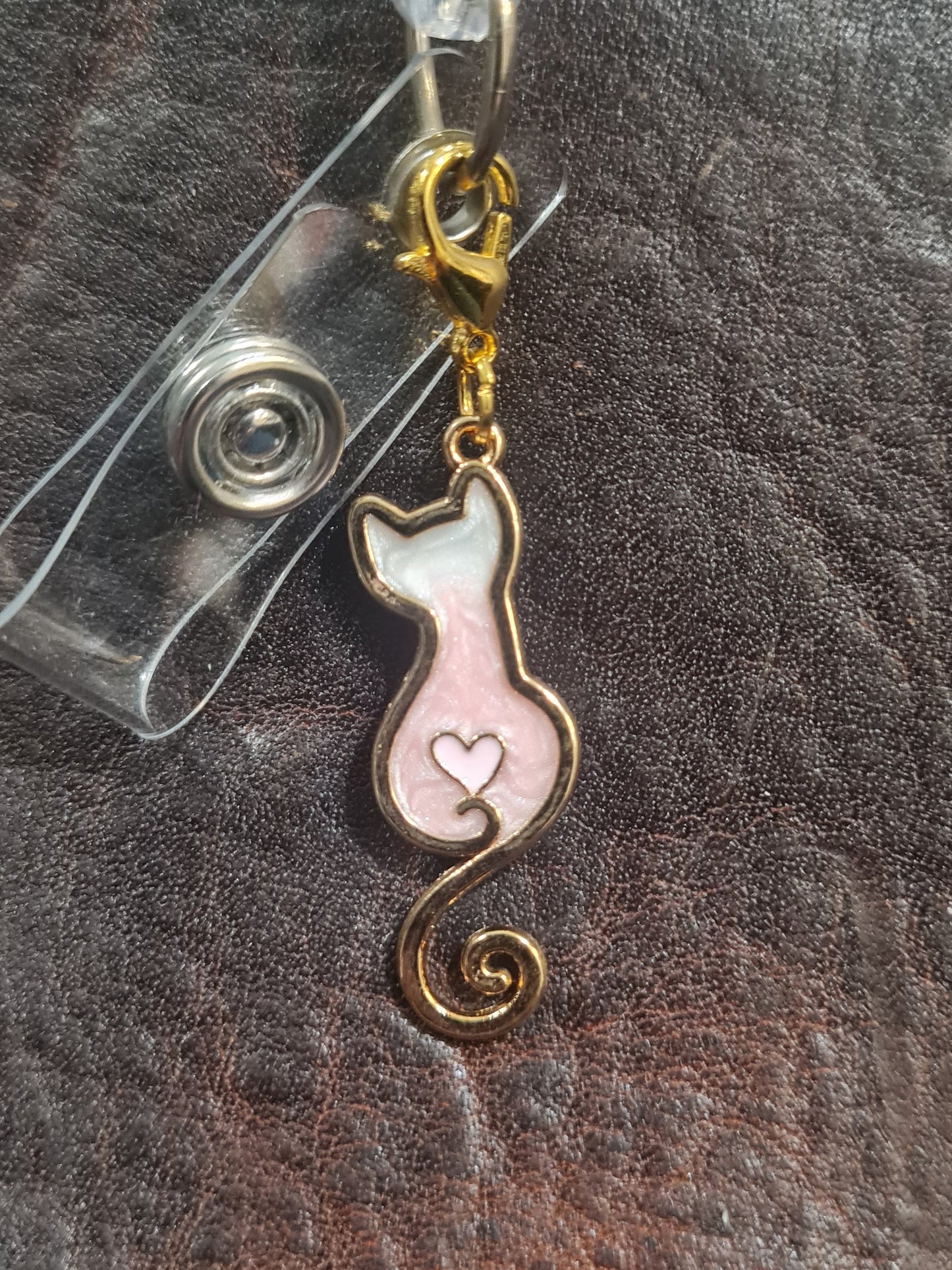 Cat Silhouette ~ ID Badge Reel Charm ~ Custom Made Charms ~ Badge Buddy ~ Badge Accessories