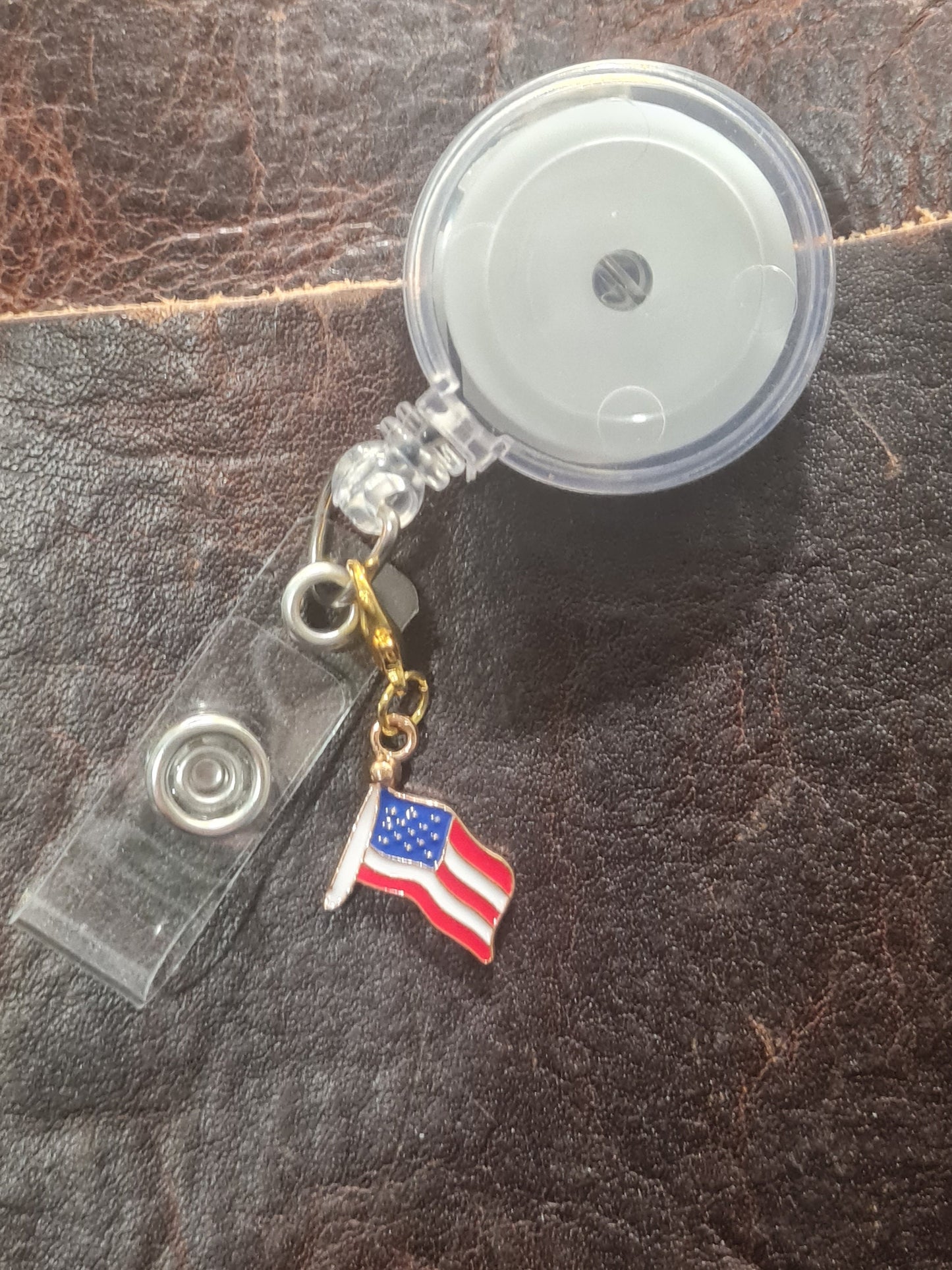 American Flag ~ ID Badge Reel Charm ~ Custom Made Charms ~ Badge Buddy ~ Badge Accessories