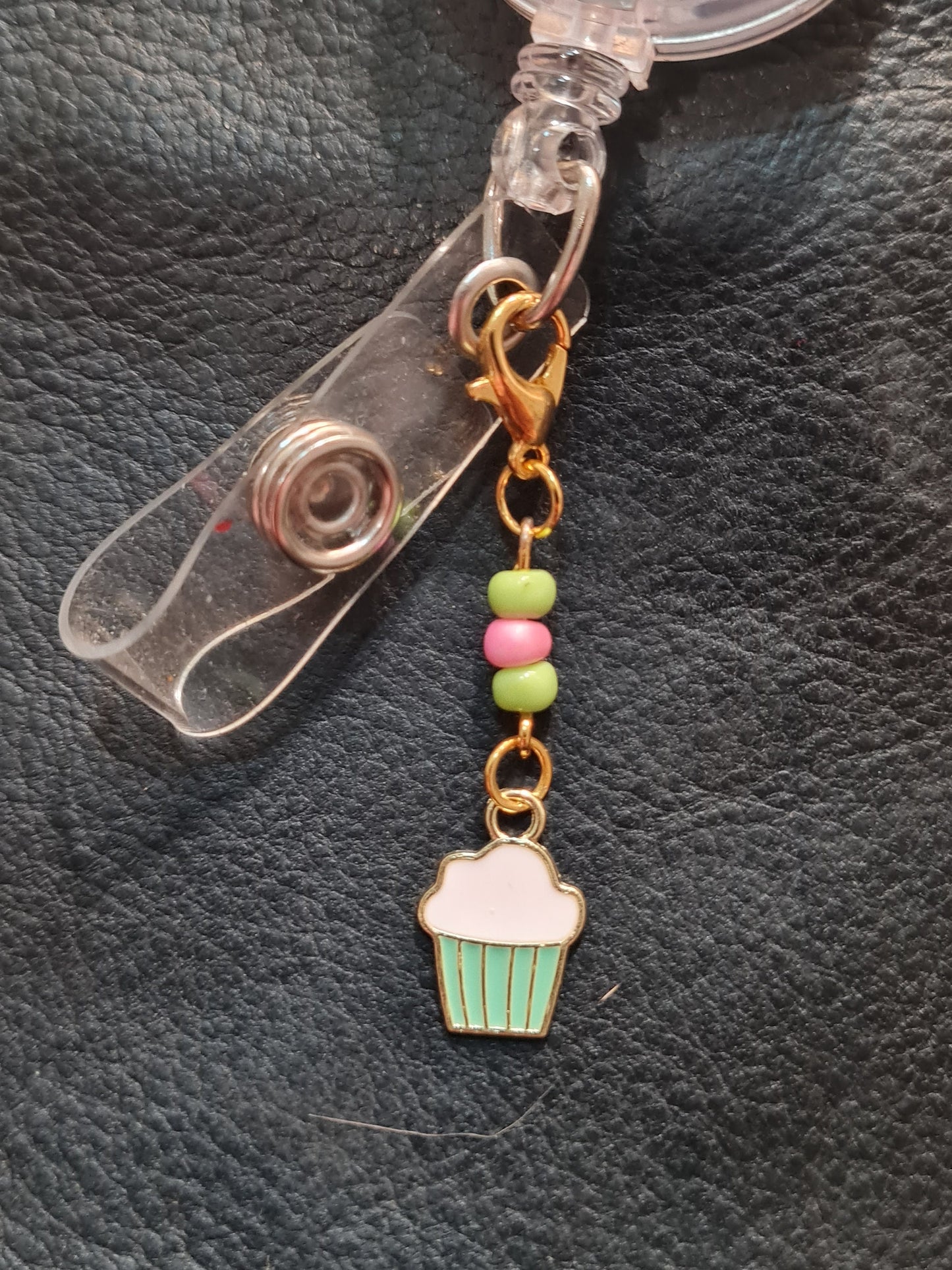 Cupcake ~ ID Badge Reel Charm ~ Custom Made Charms ~ Badge Buddy ~ Badge Accessories ~ Sweet Treat ~ Badge Charm ~ Cupcakes
