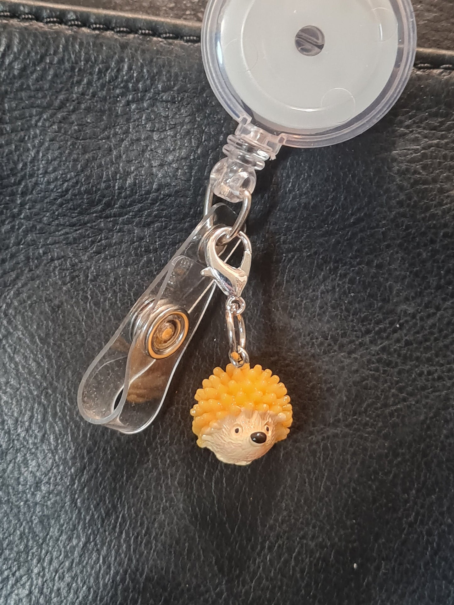 Hedgehog ~ ID Badge Reel Charm ~ Custom Made Charms ~ Badge Buddy ~ Badge Accessories