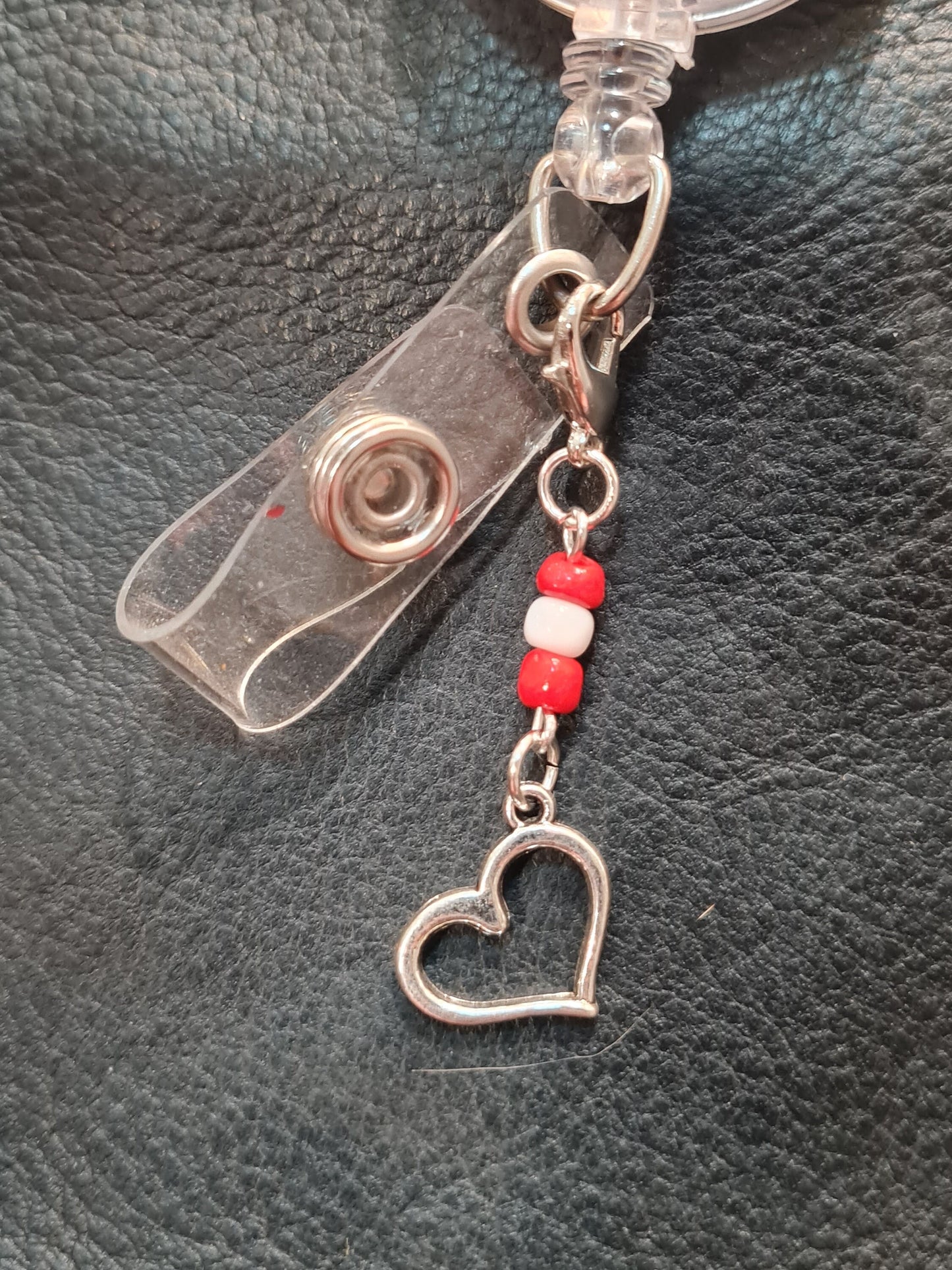 Beaded Heart ~ ID Badge Reel Charm ~ Custom Made Charms ~ Badge Buddy ~ Badge Accessories ~ Valentine ~ Badge Charm