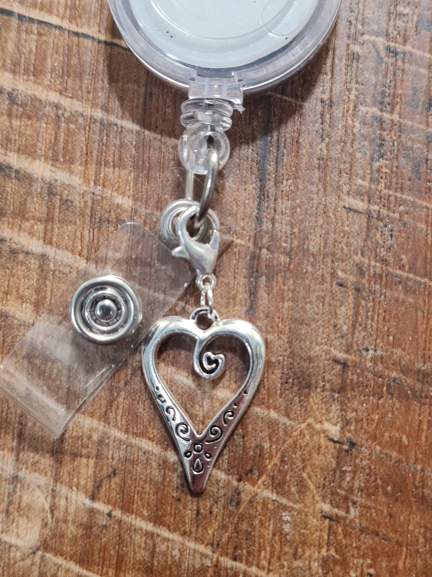 Filigree Heart ~ ID Badge Reel Charm ~ Custom Made Charms ~ Badge Buddy ~ Badge Accessories