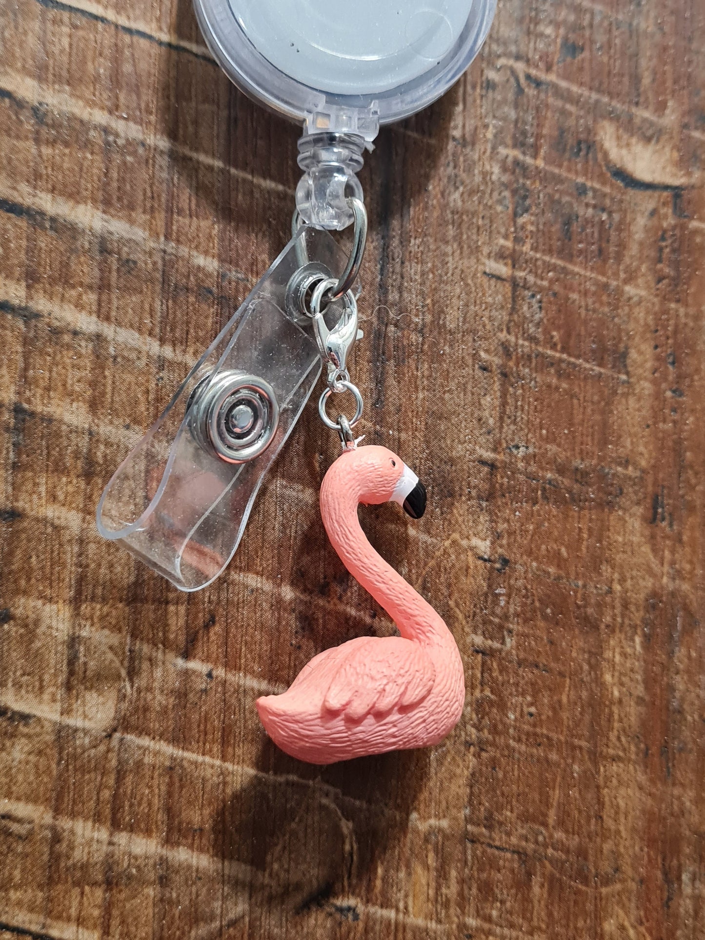 Flamingo ~ ID Badge Reel Charm ~ Custom Made Charms ~ Badge Buddy ~ Badge Accessories ~ Pink Bird ~ Badge Charm ~ Summer Charm