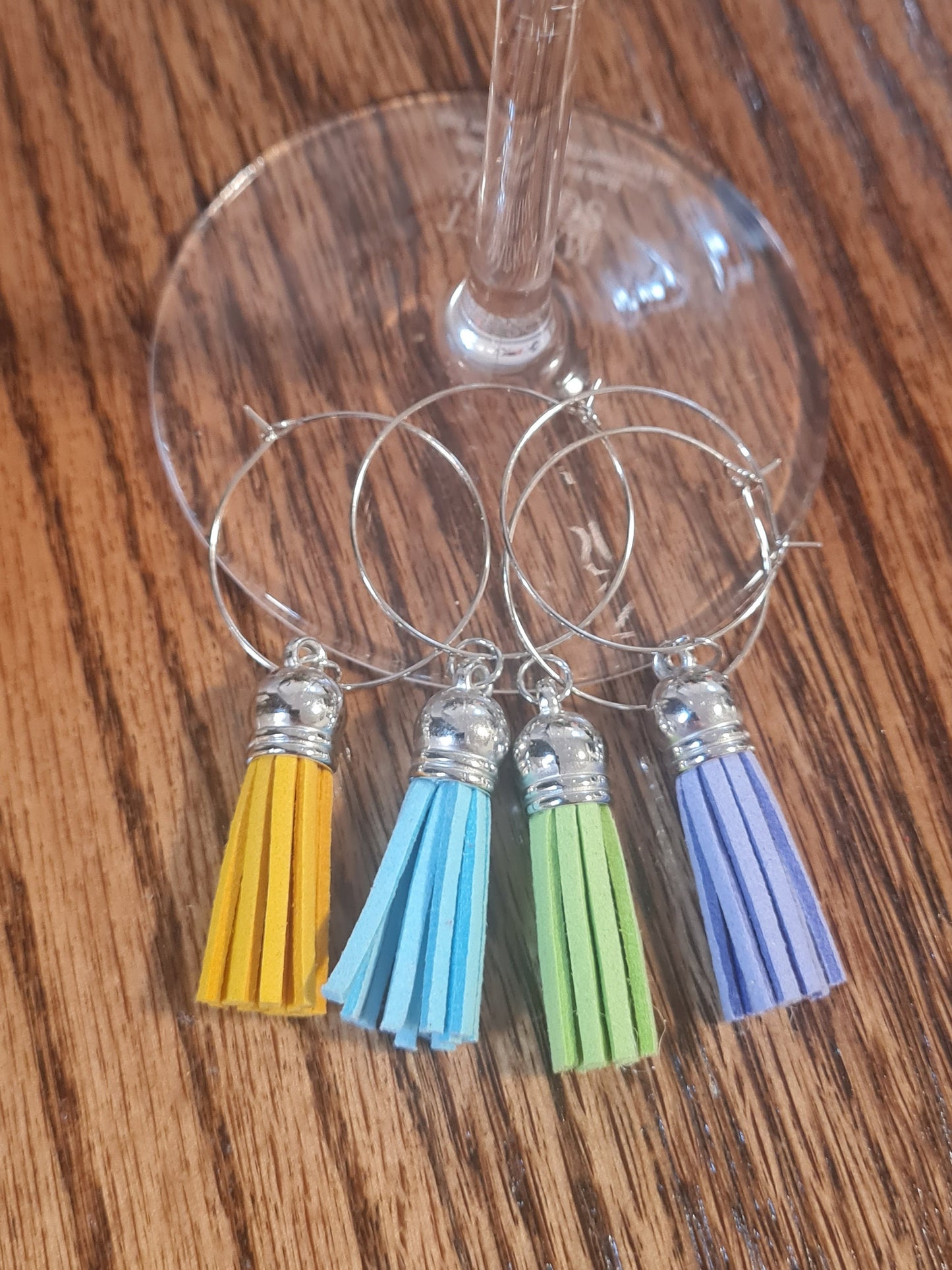 Set of 4 Wine Glass Charms ~ Tassels ~ Tassel ~ Cocktail Charms ~ Housewarming Gift ~ Wedding Gift ~ Wine Charm ~ Bachelorette Party