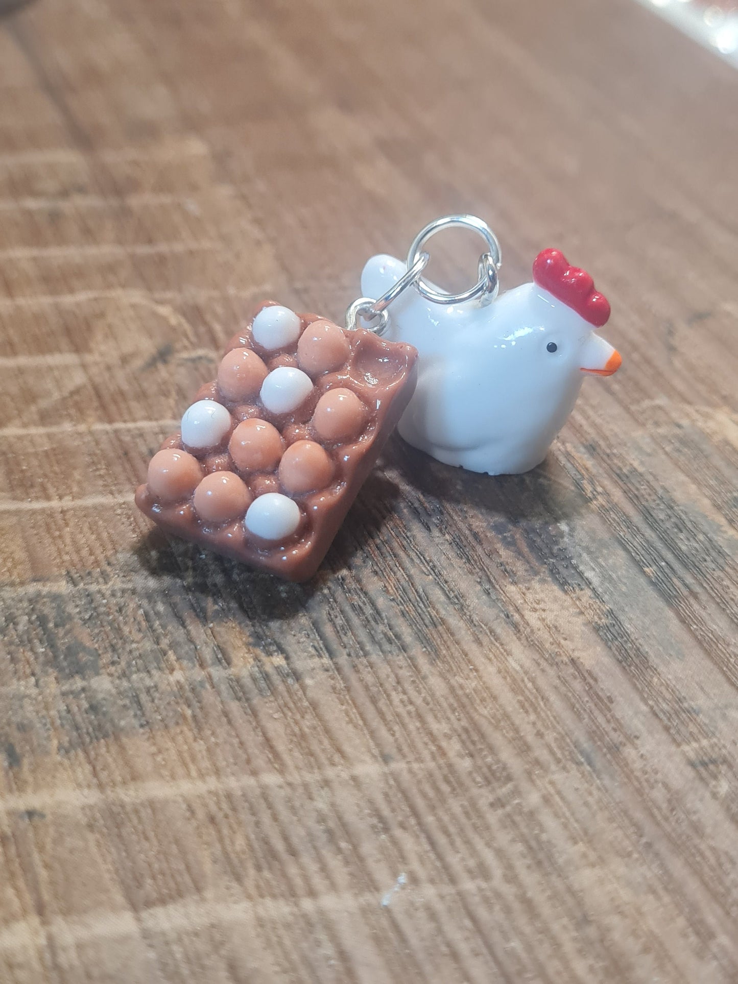Chicken ~ ID Badge Reel Charm ~ Custom Made Charms ~ Badge Buddy ~ Badge Accessories ~ Fresh Eggs ~ Badge Charm ~ Chicken and Eggs