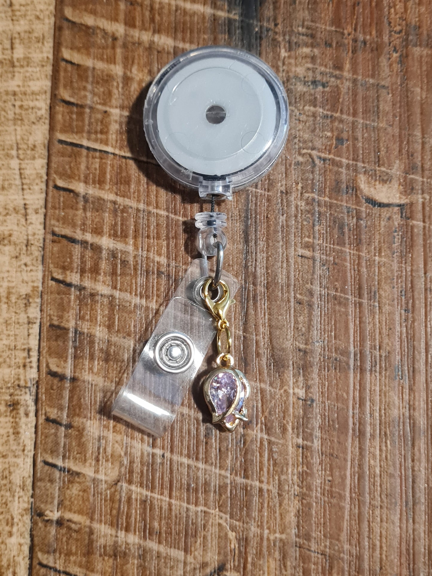 Rose ~ ID Badge Reel Charm ~ Custom Made Charms ~ Badge Buddy ~ Badge Accessories ~ Jeweled Rose ~ Badge Charm ~ ID Badge Charm