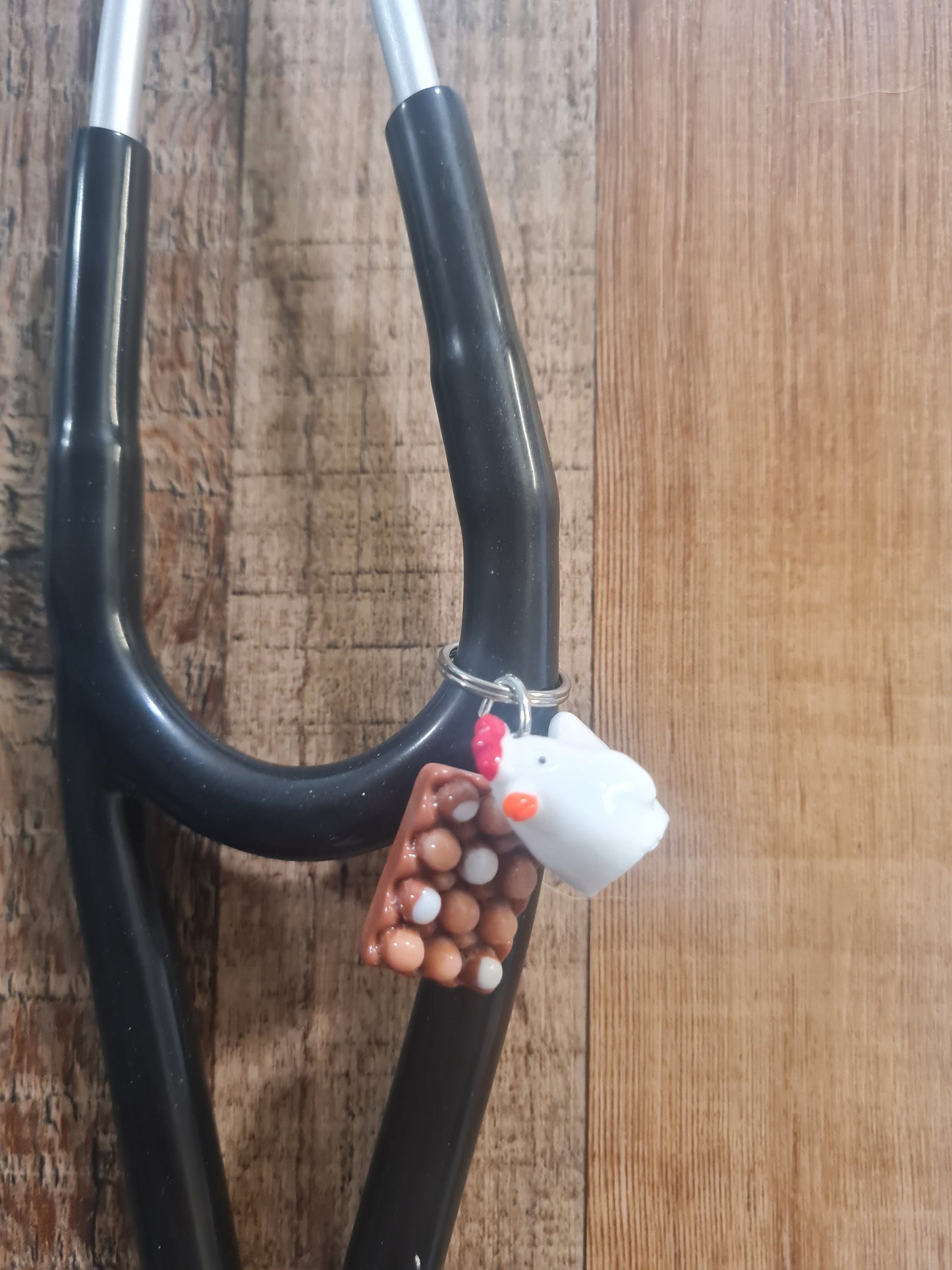 Chicken with Eggs~ Stethoscope Charm ~ RN Charm ~ Medical Stethoscope Charm ~ Chicken ~ Physician Charm ~ Stethoscope Tag ~ OT ~ RT