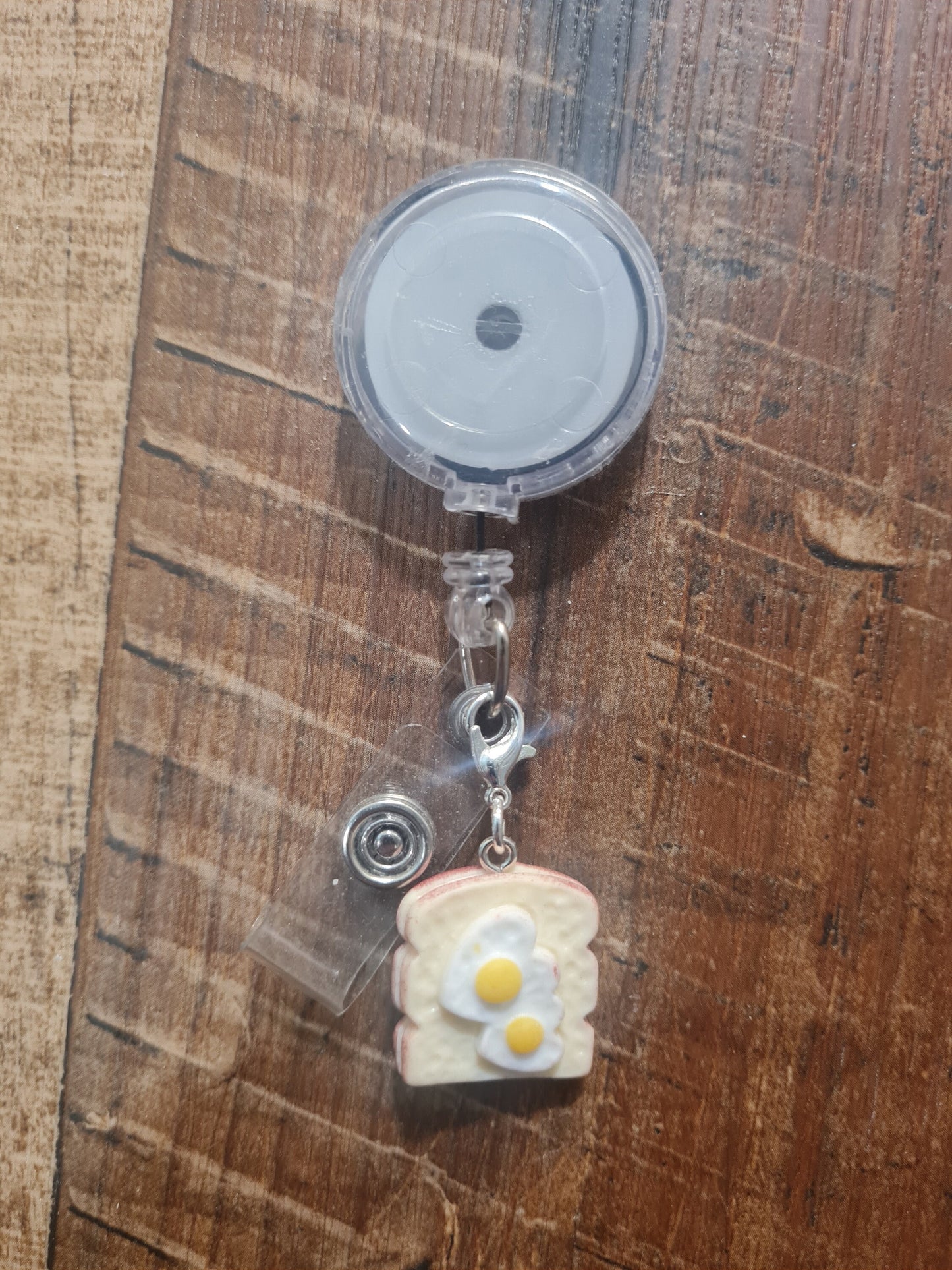 Egg Toast ~ ID Badge Reel Charm ~ Custom Made Charms ~ Badge Buddy ~ Badge Accessories ~ Badge Charm ~ Breakfast Charm ~ Egg Charm