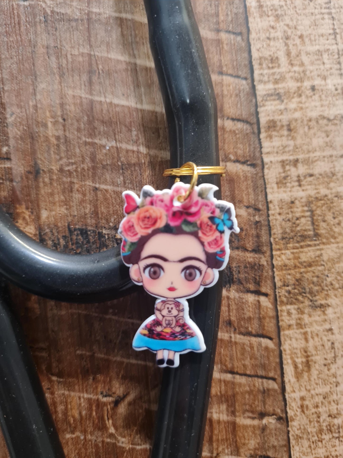 Mexican Lady with Unibrow ~ Stethoscope Charm ~ RN Charm ~ Medical Stethoscope Charm ~ Physician Charm ~ Stethoscope Tag ~ OT ~ PT~ Feminist
