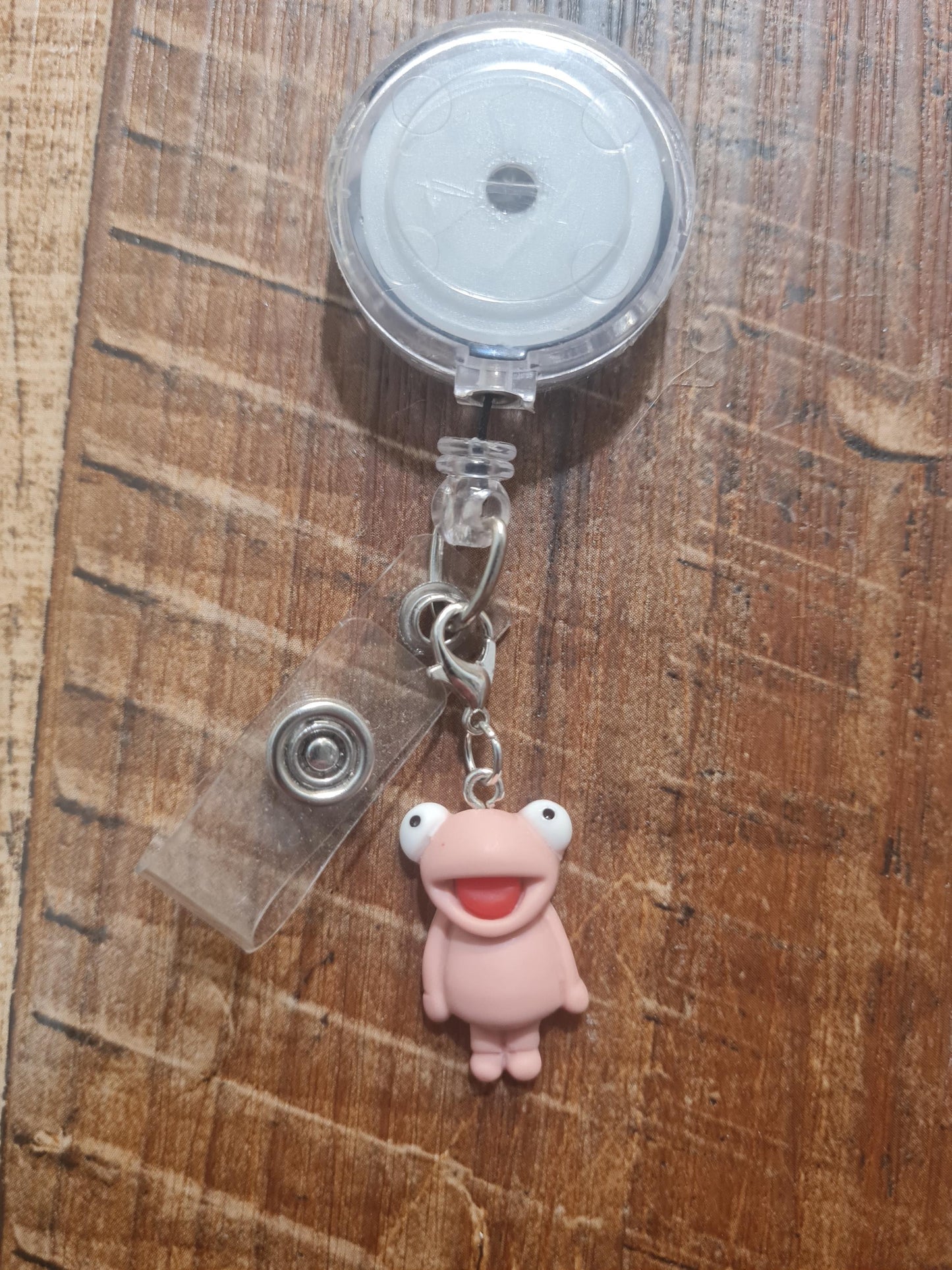 Frog ~ ID Badge Reel Charm ~ Custom Made Charms ~ Badge Buddy ~ Badge Accessories ~ Frog Cartoon ~ Work Badge Charm