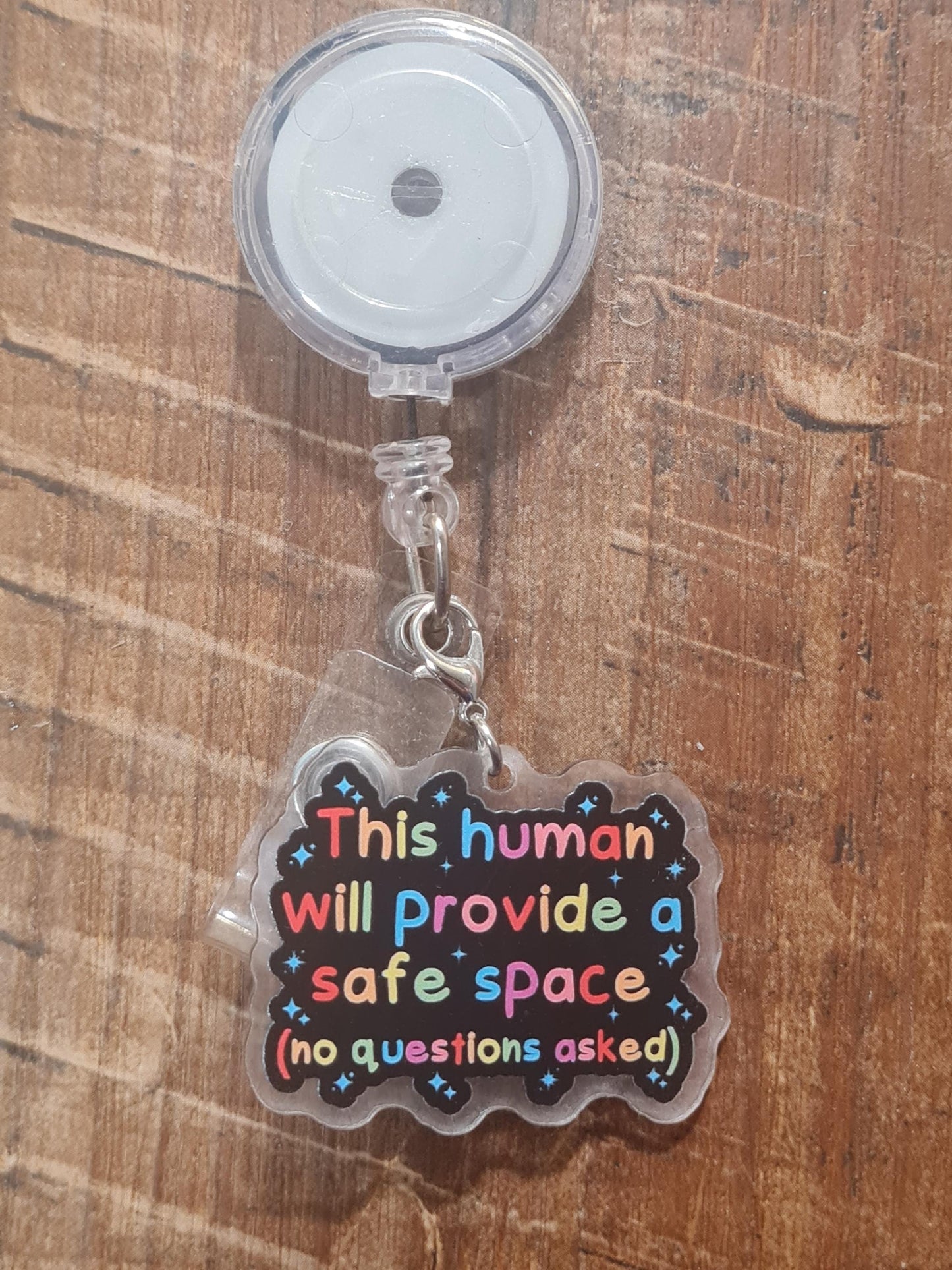 Safe Space Charm ~ ID Badge Reel Charm ~ Custom Made Charms ~ Badge Accessories ~ Work Badge Charm ~ LGBTQ Safe Space Charm ~ LGBTQ Friend