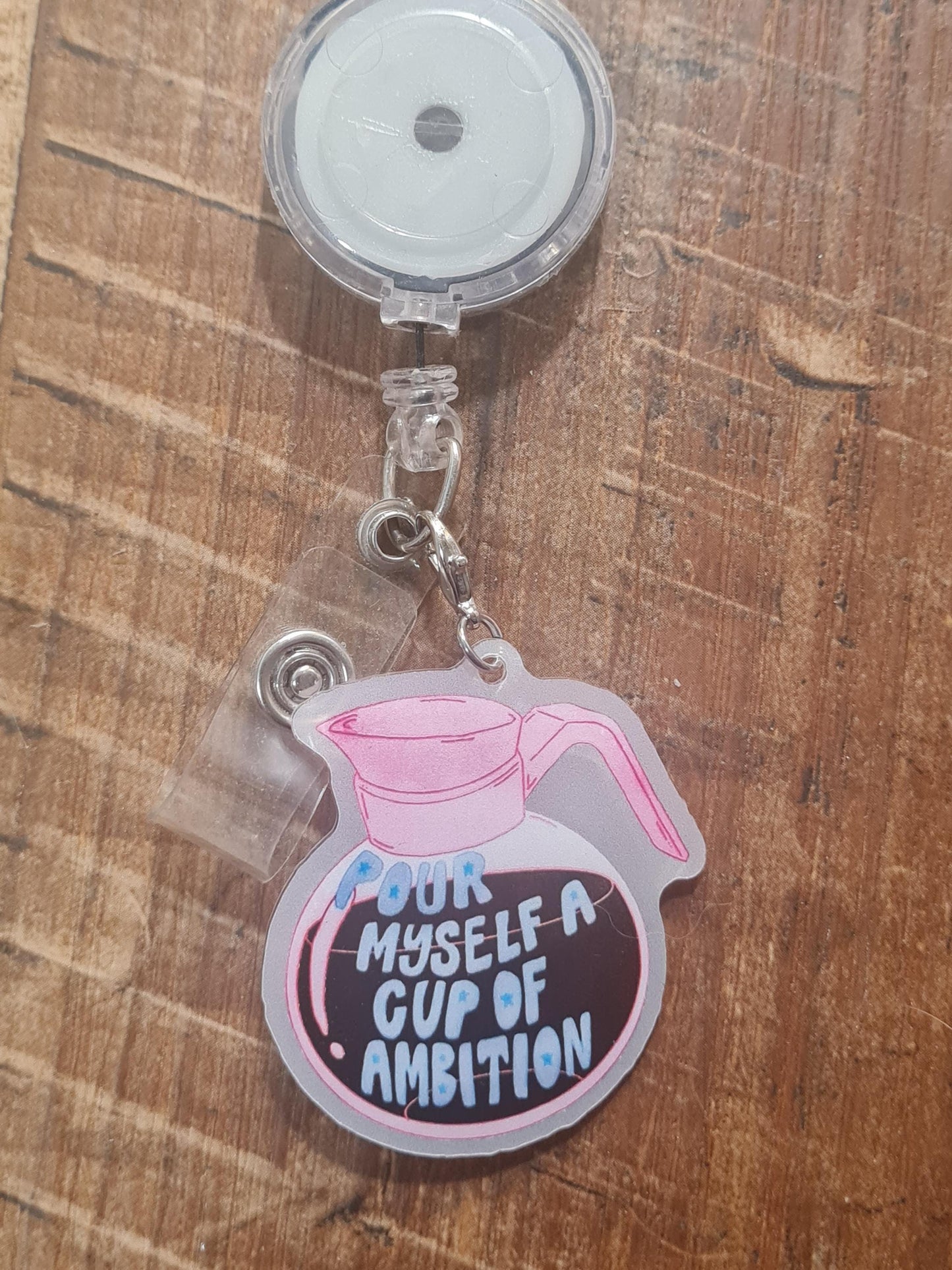 Coffee Charm ~ ID Badge Reel Charm ~ Custom Made Charms ~ Badge Accessories ~ Work Badge Charm ~ Ambition ~ Cup of Ambition Charm