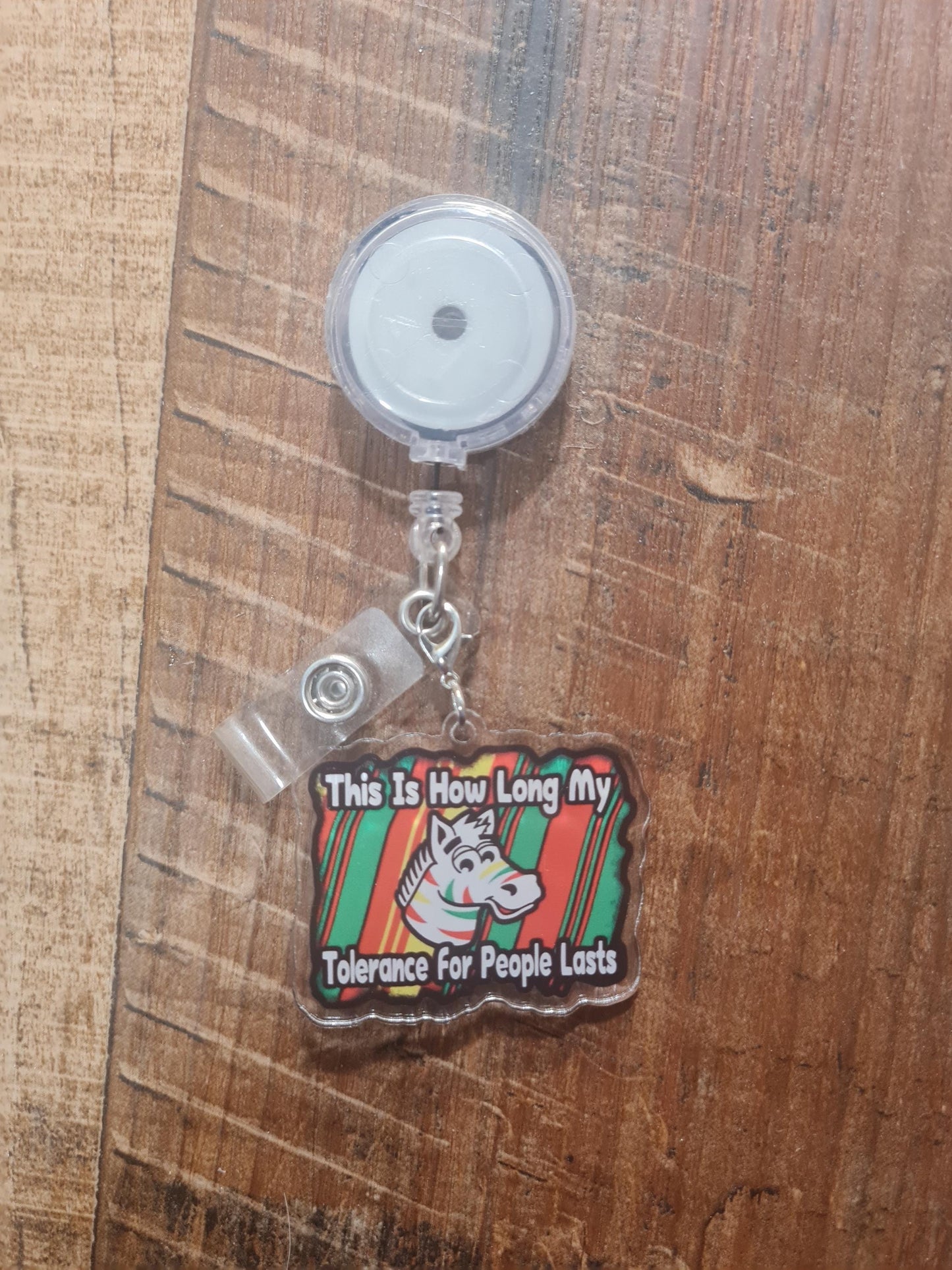 Low Tolerance for People Charm ~ ID Badge Reel Charm ~ Custom Made Charms ~ Badge Accessories ~ Work Badge Charm ~ Zebra Chewing Gum