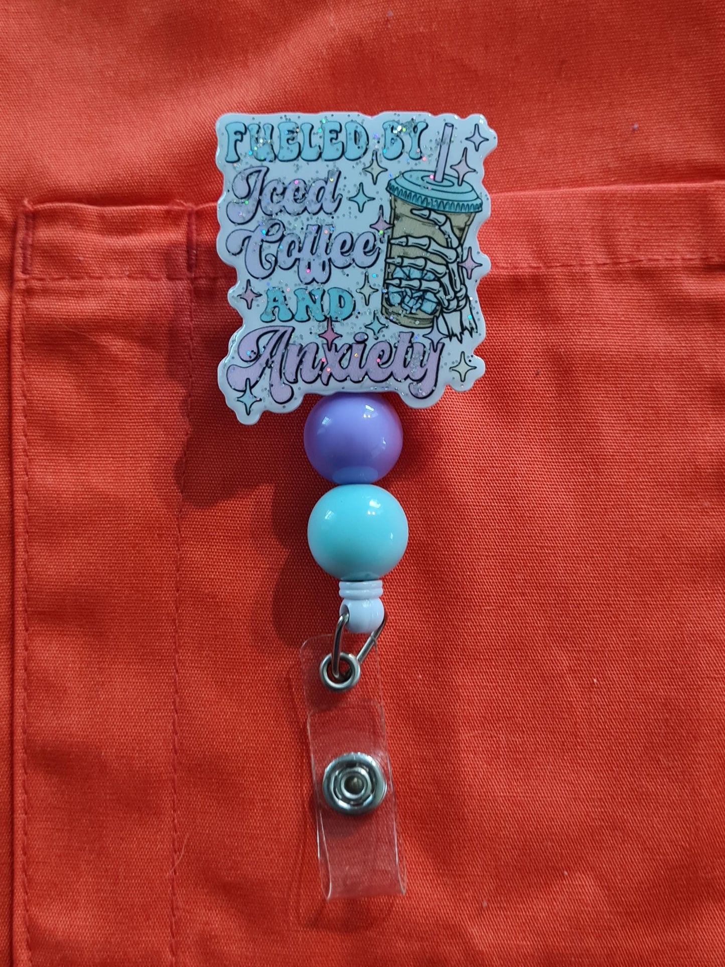 Iced Coffee Badge Reel ~ Health Care Badge Reel ~ Medical Badge Reel ~ Fueled By Iced Coffee Badge Reel ~ RN Reel ~ Coffee Lover Badge