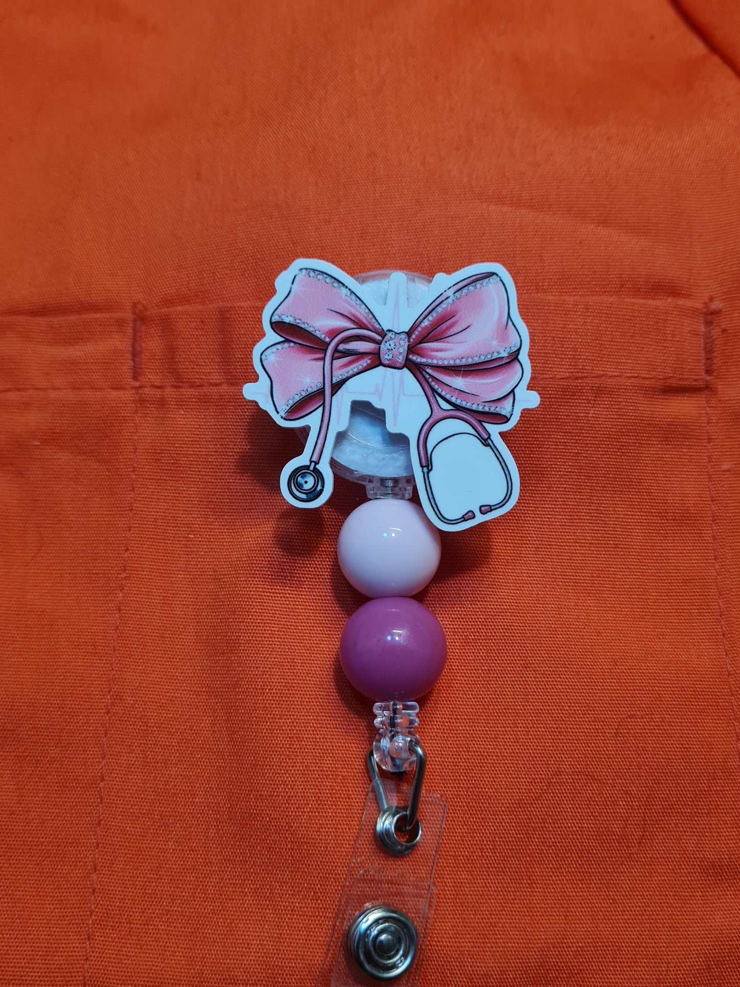 Bow Stethoscope Badge Reel ~ ID Badge Reel ~ Health Care Badge Reel~ Medical Badge Reel~ Girly Nurse Badge Reel ~ Bow Badge Reel