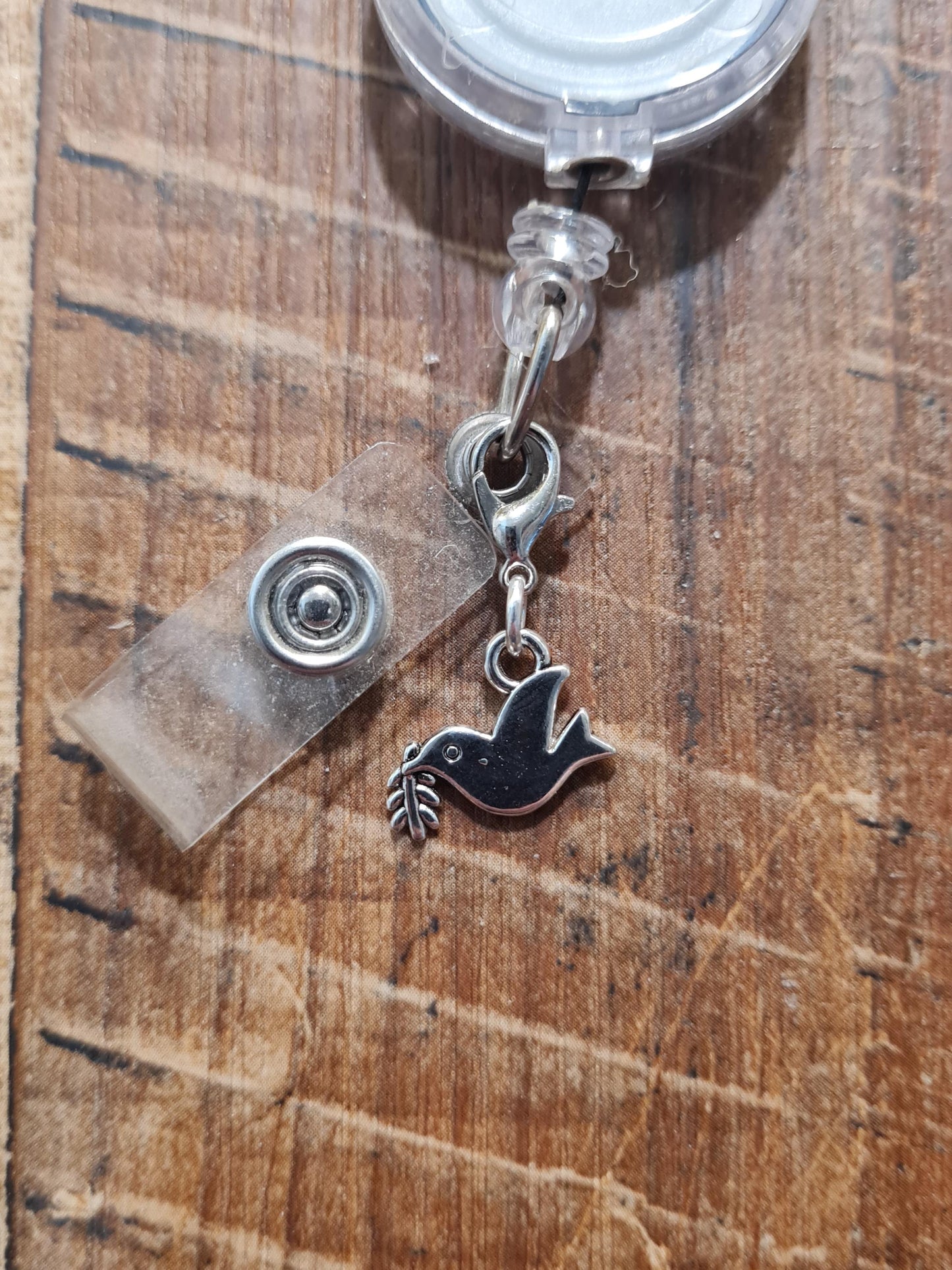 Dove Charm ~ ID Badge Reel Charm ~ Christian Badge Charm ~ Badge Buddy ~ Badge Accessories ~ Work Badge Charm ~ ID Badge Charm ~ Religious