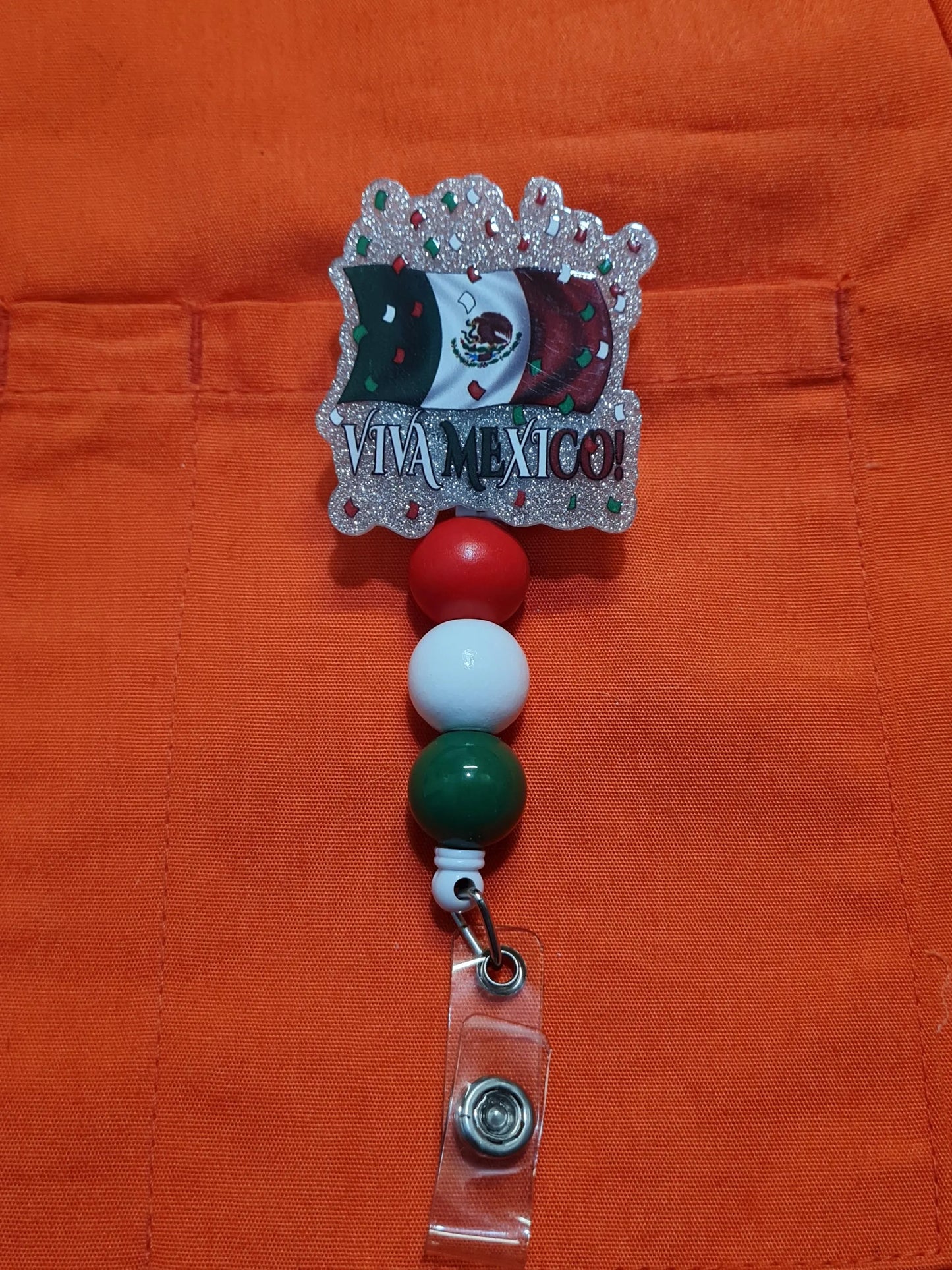 Viva Mexico ID Badge Reel – Mexican Fiesta Badge Holder for Nurses, Teachers & Office Use