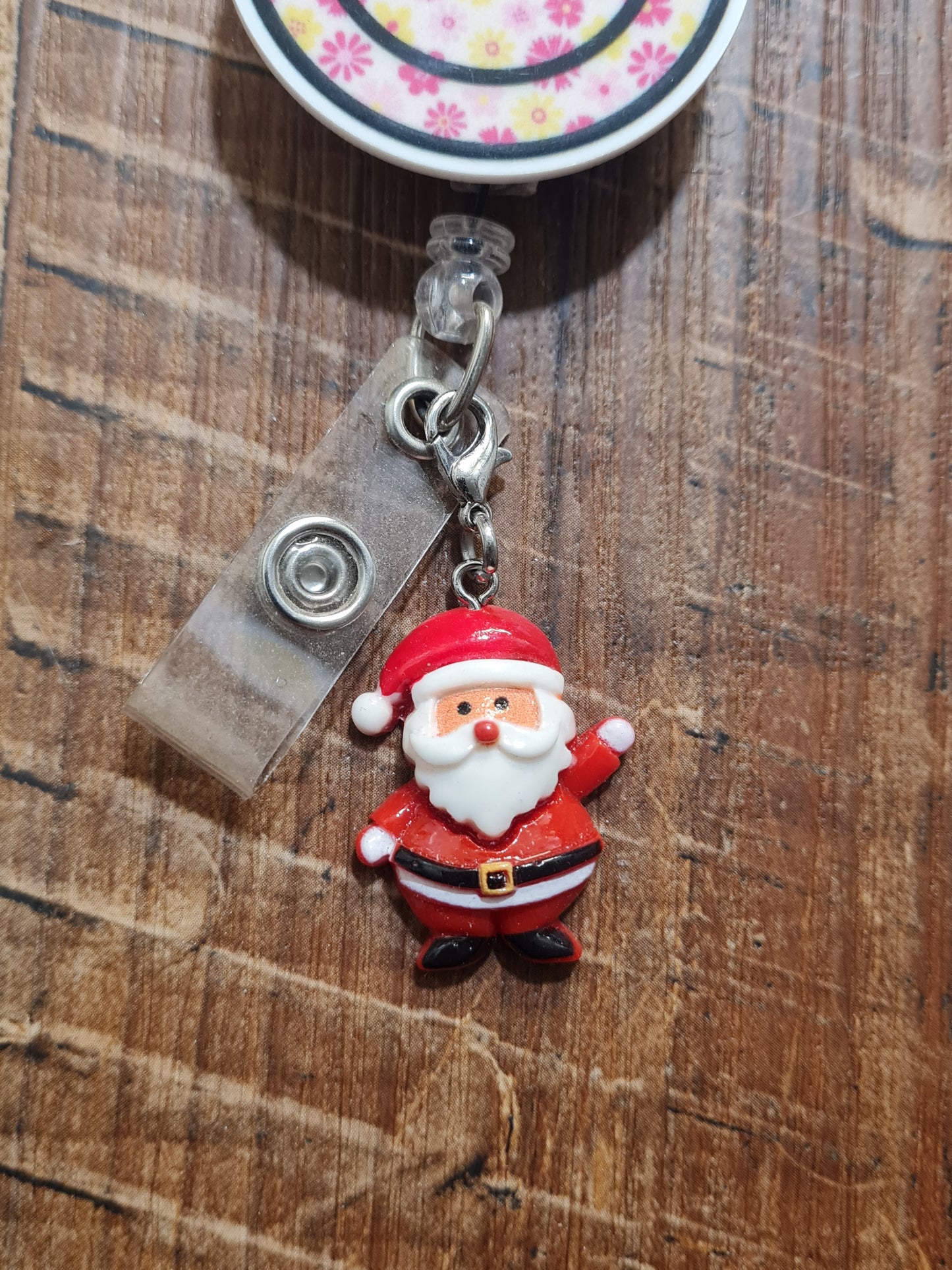 Santa Claus ~ ID Badge Reel Charm ~ Custom Made Charms ~ Badge Buddy ~ Badge Accessories ~ Santa
