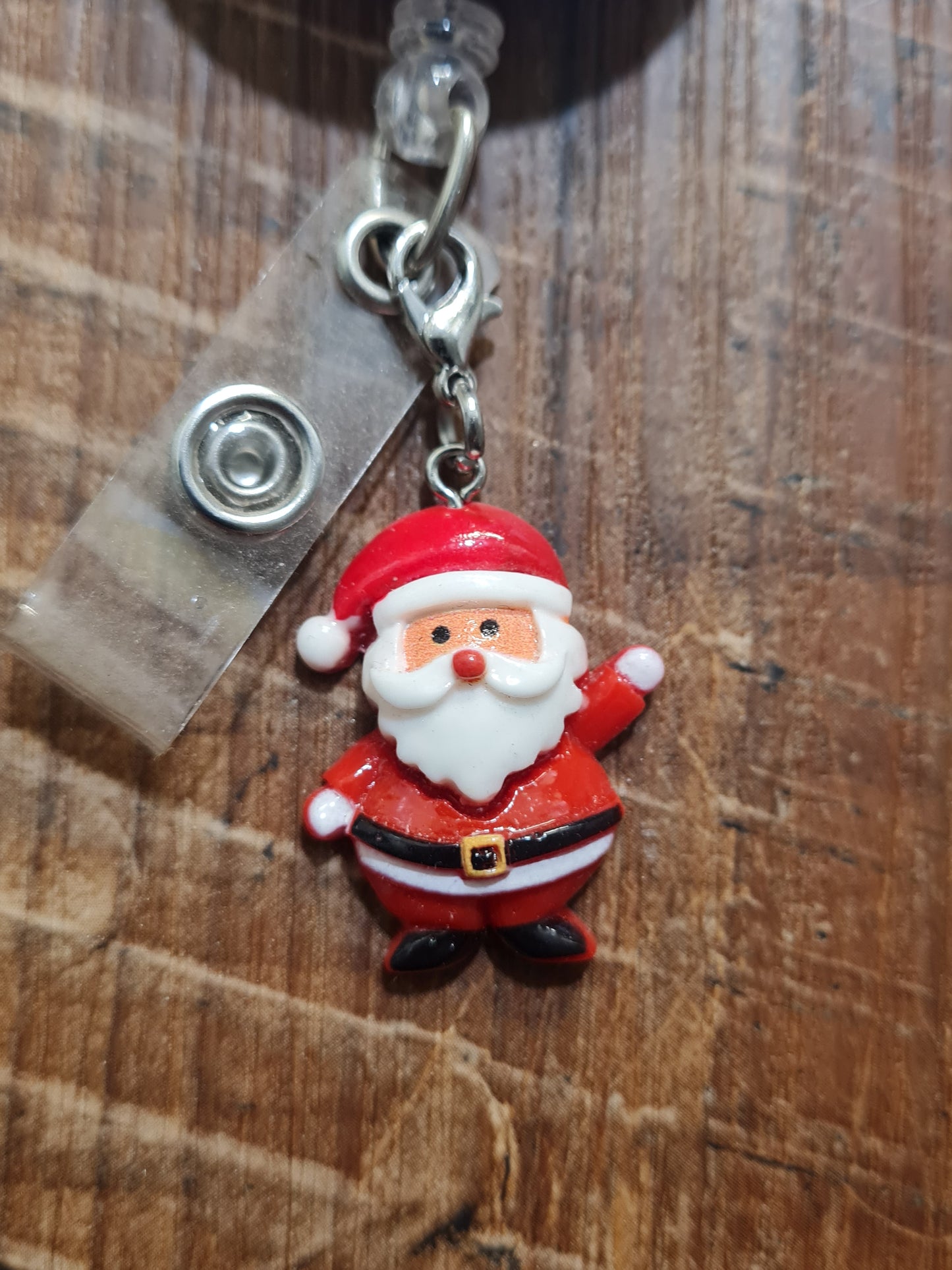 Santa Claus ~ ID Badge Reel Charm ~ Custom Made Charms ~ Badge Buddy ~ Badge Accessories ~ Santa