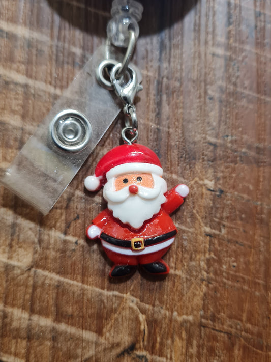 Santa Claus ~ ID Badge Reel Charm ~ Custom Made Charms ~ Badge Buddy ~ Badge Accessories ~ Santa