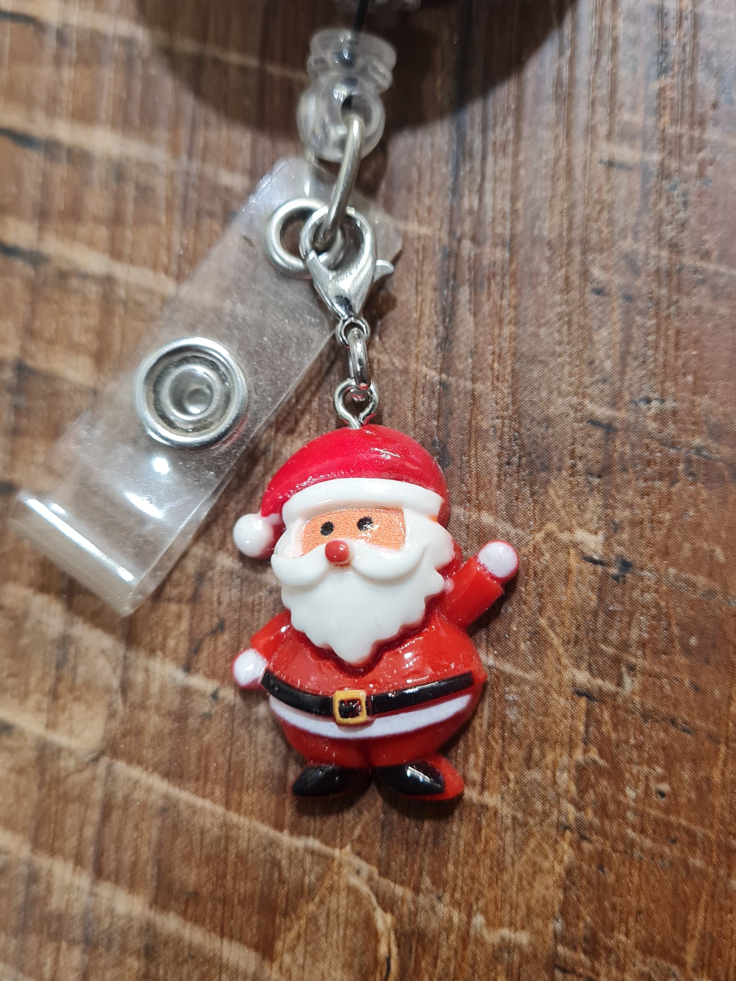 Santa Claus ~ ID Badge Reel Charm ~ Custom Made Charms ~ Badge Buddy ~ Badge Accessories ~ Santa