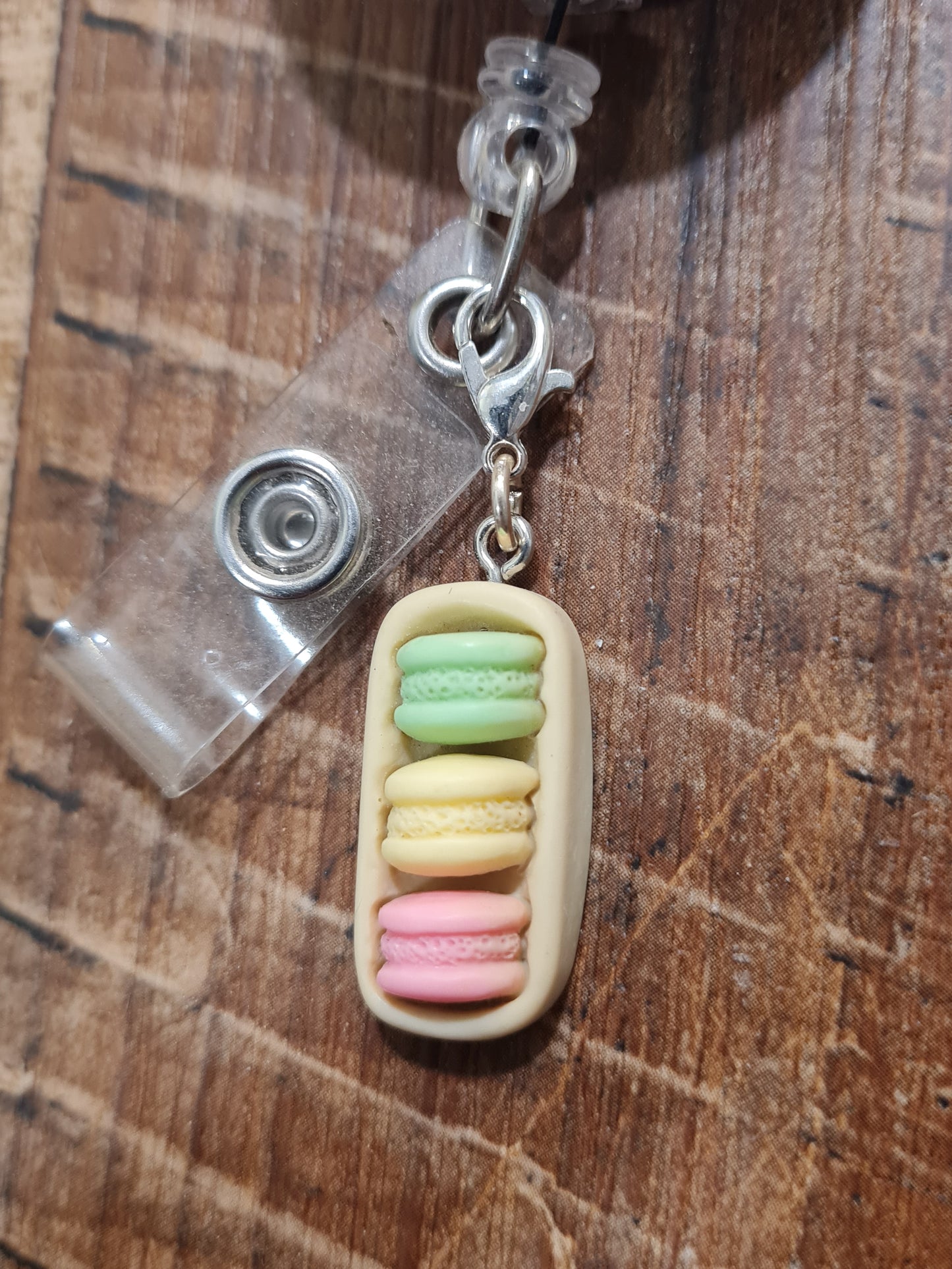 Macaroon ~ ID Badge Reel Charm ~ Custom Made Charms ~ Badge Buddy ~ Badge Accessories