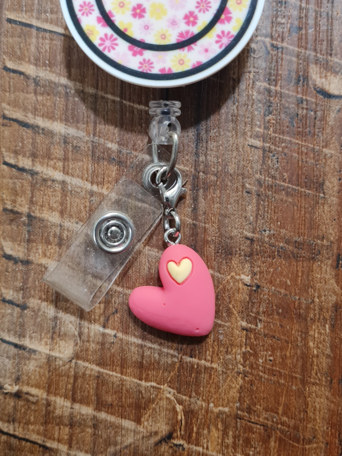 Valentine's Day ID Badge Charm - Pink Heart Accessory for Nurses and Teachers - Seasonal Holiday Dangle for Stethoscopes and Badge Reels